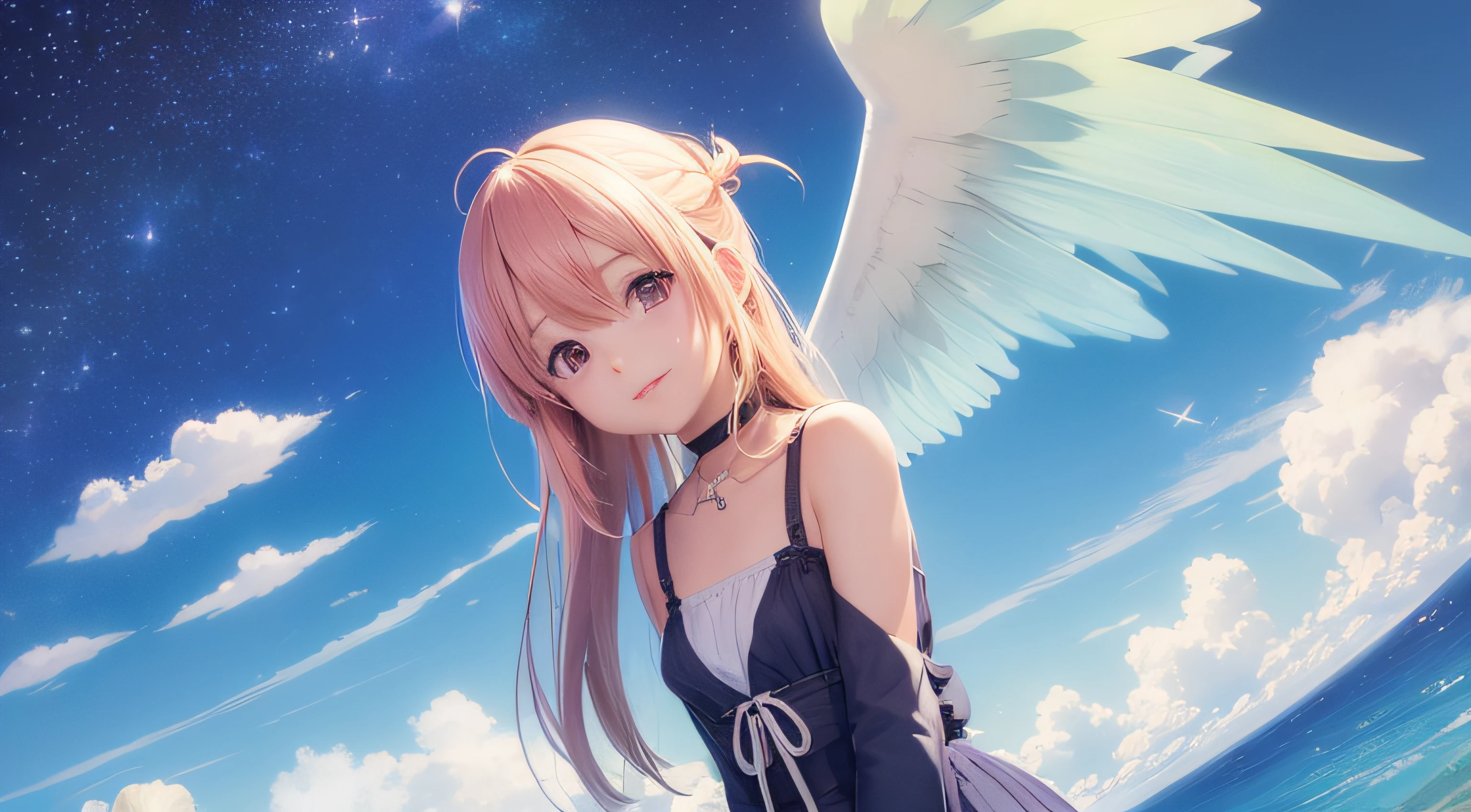 (obra prima) (ultrarrealista | | | | | | | | | |) anime anjo, Digimon, flying in sky