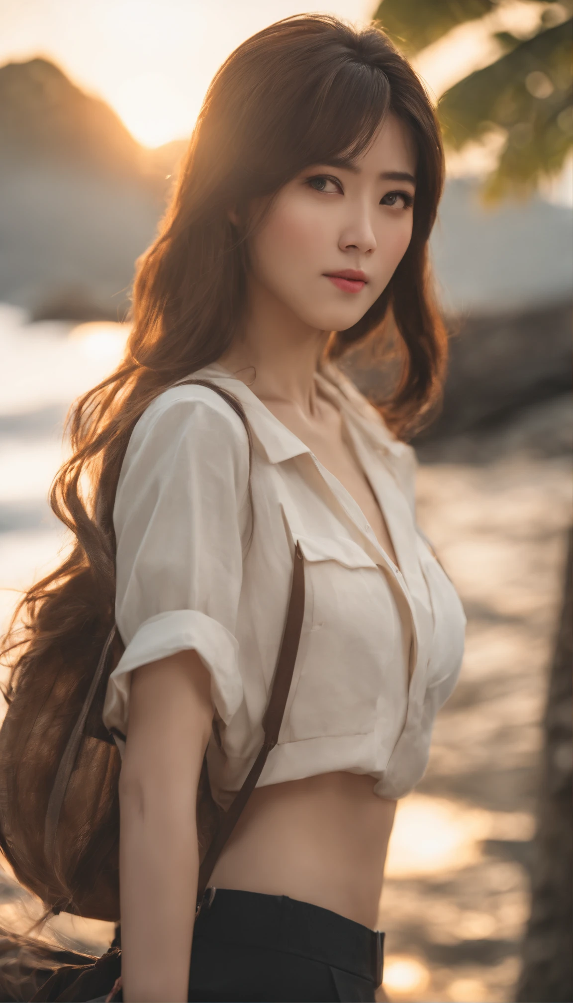 ((Top quality, 8K, Masterpiece: 1.3)), 1girll, A cute Japanese woman who emphasizes slim abs: 1.3, (Random hairstyle, Standard breasts: 1.2), uniform: 1.2, 1 Boyle, Cute Japanese who emphasize slim abs do not: 1.4, (Random hairstyle, Standard breasts: 1.2), uniform: 1.2, beach, Super detailed face, Detailed eyes, 二重まぶた