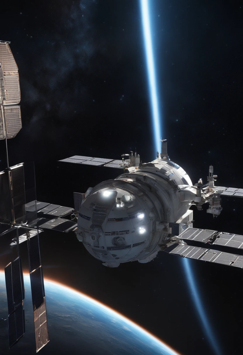 best quality, works, (realistic: 1,2), 1 space station, sci-fi look