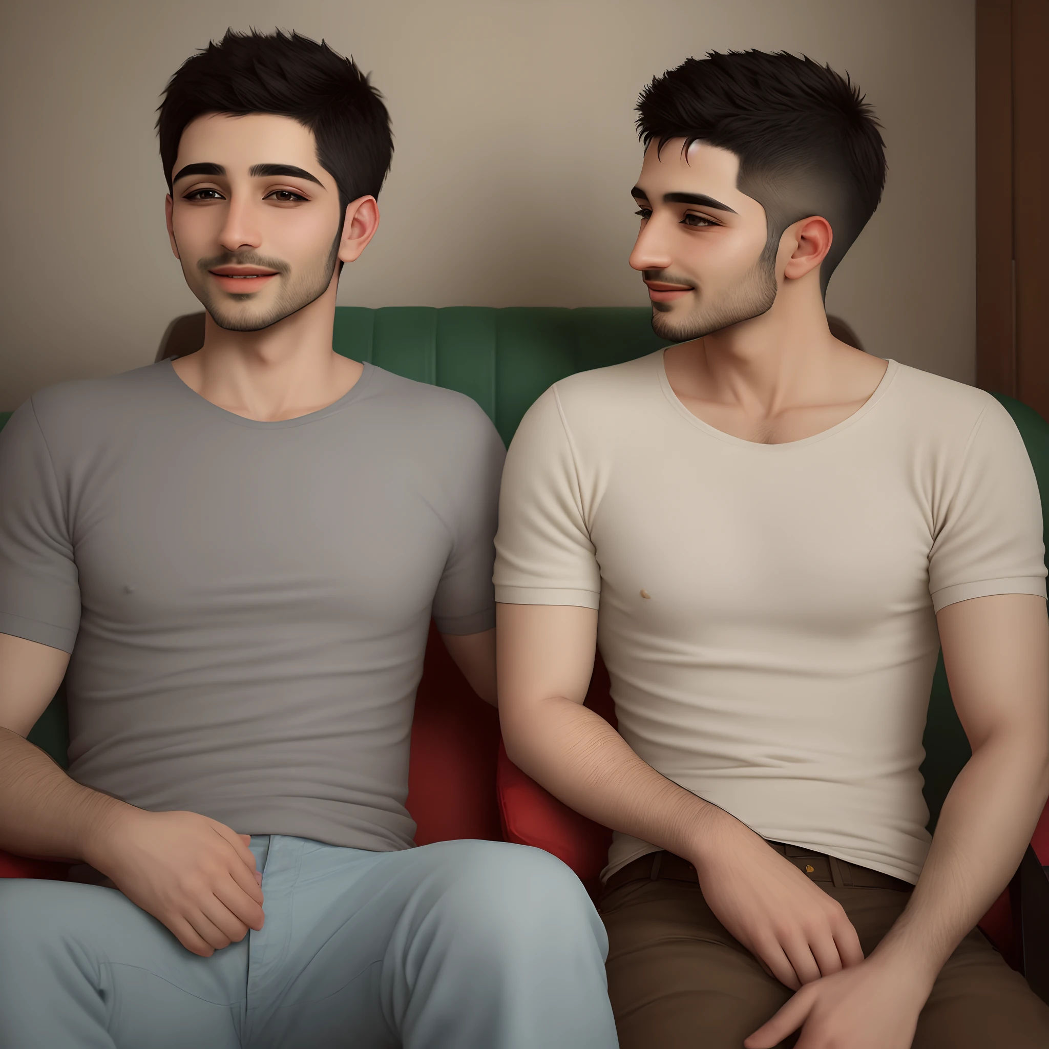 Creat  years  gay couple iranian in realistic style