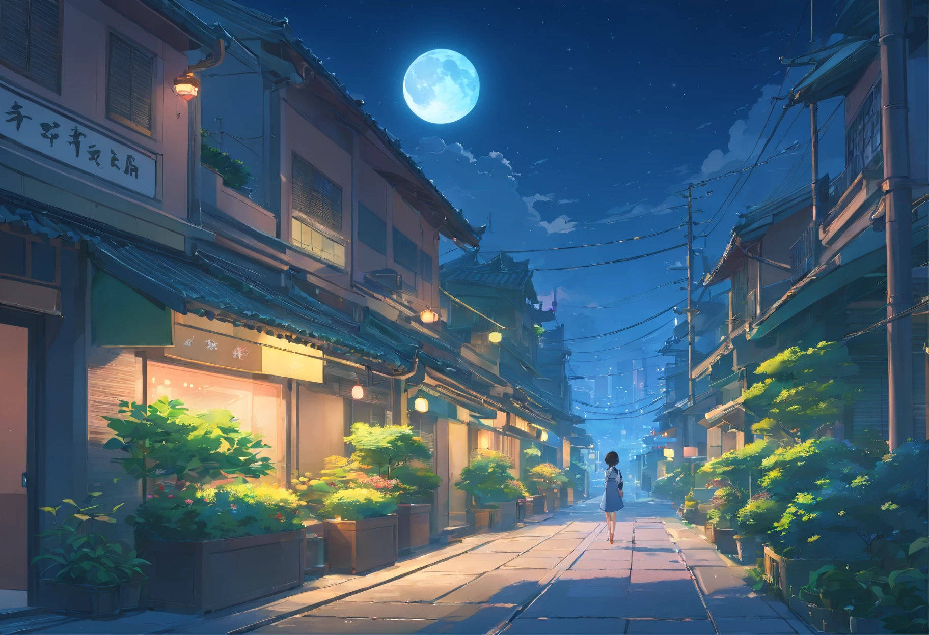 Best quality at best,tmasterpiece,The is very detailed,Face details,8K, detailed back ground,There are no characters,There are no humans,There are no characters,There are no roles,Pure landscape view,独奏,Chinese city,Chinese service,the night,themoon,scenecy,high place,horizon,ventania,wind blown,flowerbed