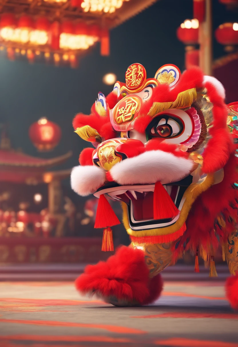 lion dance, depth of fields,jubilation, festivity, exhilarated, Streamers