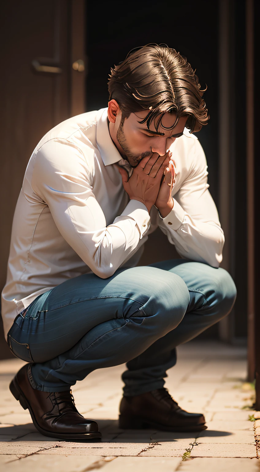 man praying on his knees