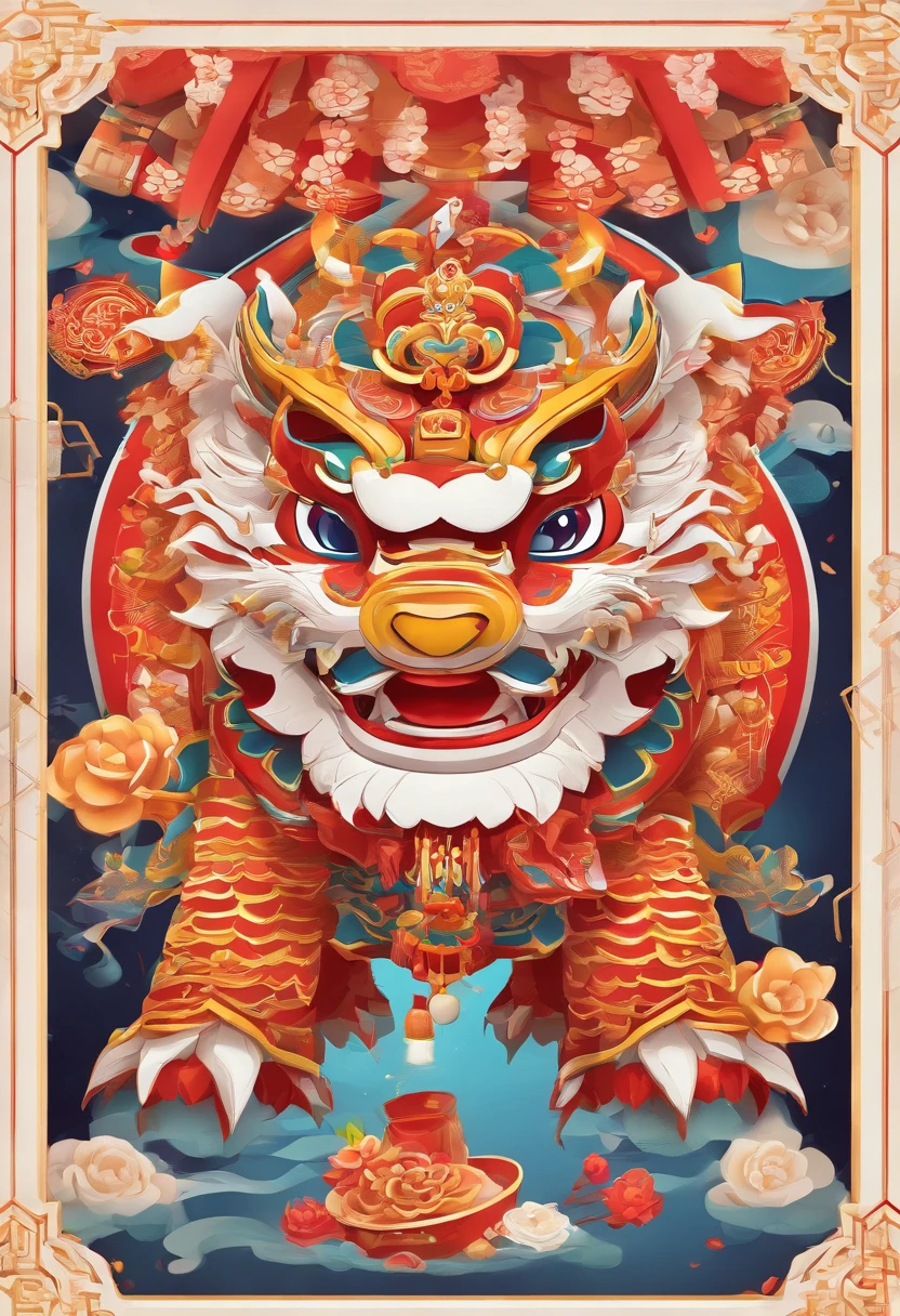 lion dance, depth of fields,jubilation, festivity, exhilarated, Streamers