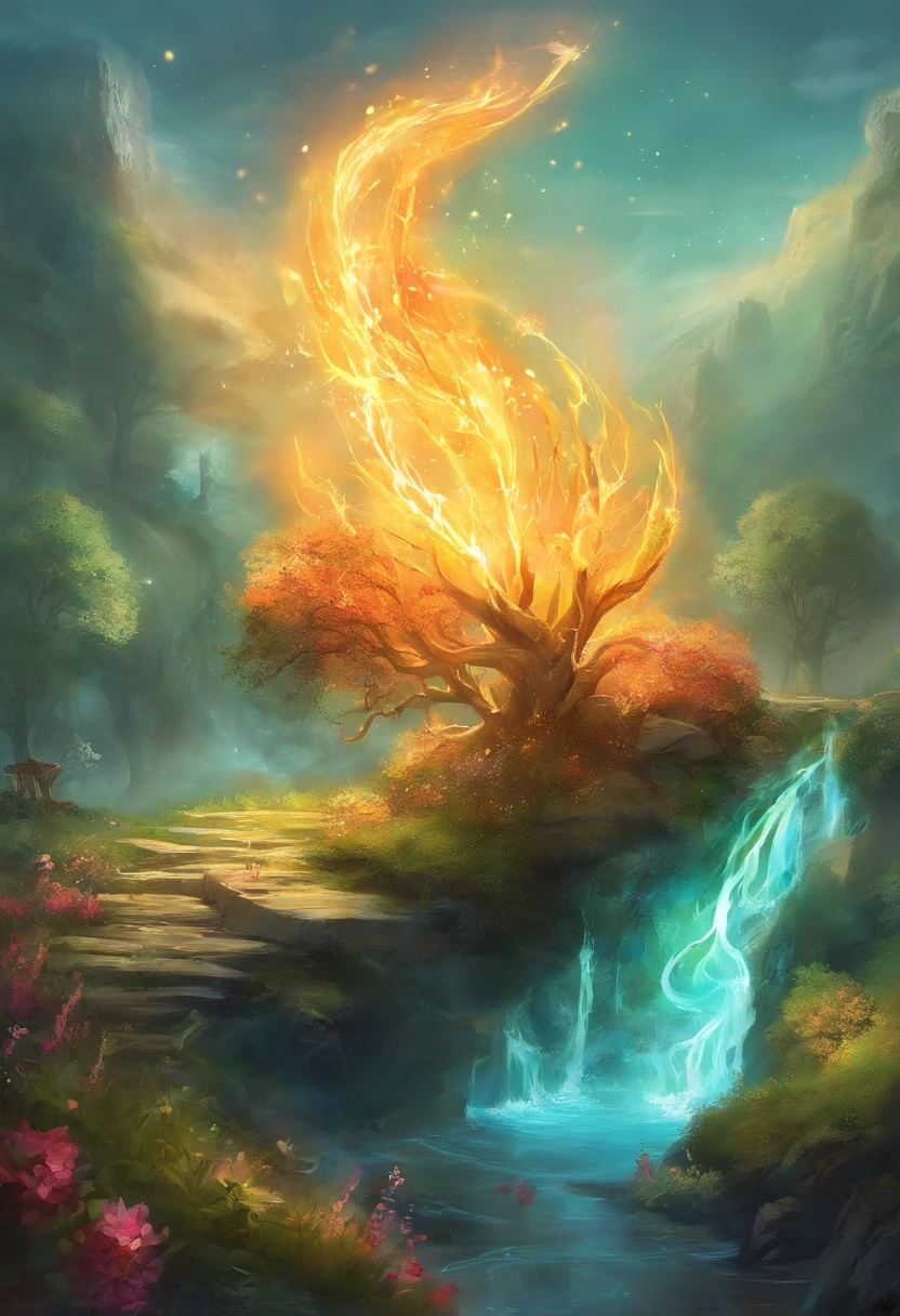 Arm with fire、Water arm、Grass arm、The elements of the electric arm are distributed in several directions, caso de jogo,arte do jogo, collectible card art, assunto completo mostrado na foto, designed for cozy aesthetics!full art illustration, Produto eBay fofo, Arte completa, !!altamente detalhado!!