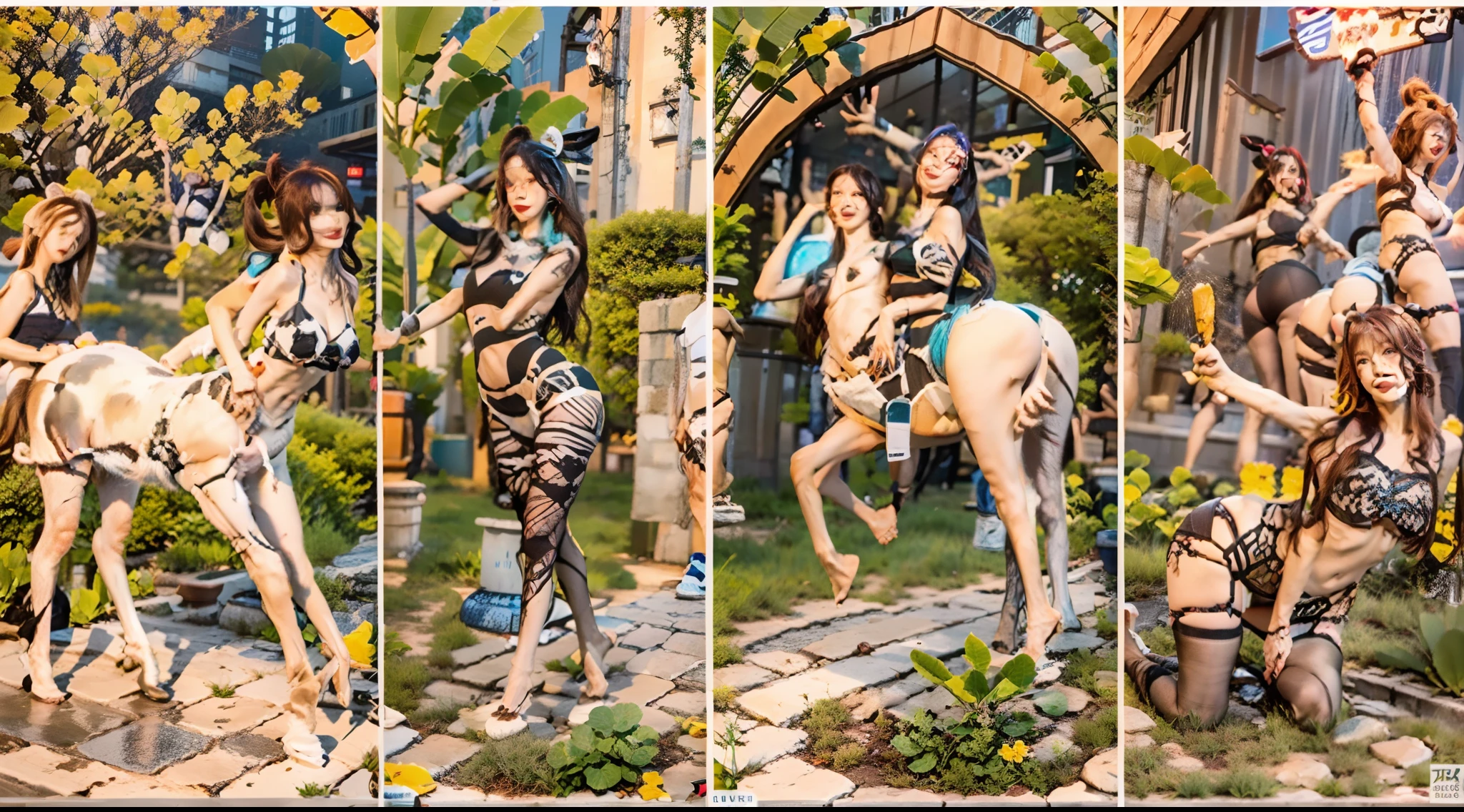 In the beautiful illustration of this super-grand scene,The ultra-distant lens shows us(Over eight separate and distinctive centaur characters:9.9),They all have their own characteristics,Vivid and interesting。Radiant from the heavens(Angelic centaurs:6.6),To nightmarish is(Centaurs surrounded by flames:6.6)、And then to the wind dancing in the air(Fairy centaurs:6.6)、And thunder and lightning surrounding(One-horned centaur:6.6),and shining metallic ones(Mechanical style centaur:6.6)、And then(A centaur with colorful dragon scales covering the whole body:6.6)The power is powerful、Elegant and agile(Elf centaur's slenderness:6.6)Gracefully wears a flower crown、Enchanting and charming(Tiflin centaurs:6.6)、Have the indescribable(Raised sexy:6.6)'s(Succubus centaurs:6.6)。Each character has their own unique charms and abilities。The illustration uses advanced artistic techniques and tools,(Use nesting、woven、stitching、ssee-through、arrange、grouping、Storyboards and other methods,Divide the scene into sections by geometric arrangement:9.9),Each section corresponds to a centaur character,This makes more efficient use of space。Through Midjourney's advanced brush tools、Color palette、Material packs and model packs、Texture tools,For each centaur, beautiful props are designed to increase racial characteristics、Clothing and physical features,(Enhances the character's personality and visual appeal:2.5),The scenery in the illustrations is stunning,There are changing skies、rainbowing、extreme light、Stars and Moon。Incorporating iconic landmarks such as Mount Everest,and fireworks、tranquil lake、Natural and urban elements of waves and neon lights,Creates a magical atmosphere,The centaurs display their unique abilities and equipment in a variety of environments,This is true even in extreme alien landscapes。(Use Midjourney's tools、Material packs、Texture tools、The color palette makes depicting details vivid and realistic:9.9),From complex hairstyles and as well as different racial traits、Body、Ap