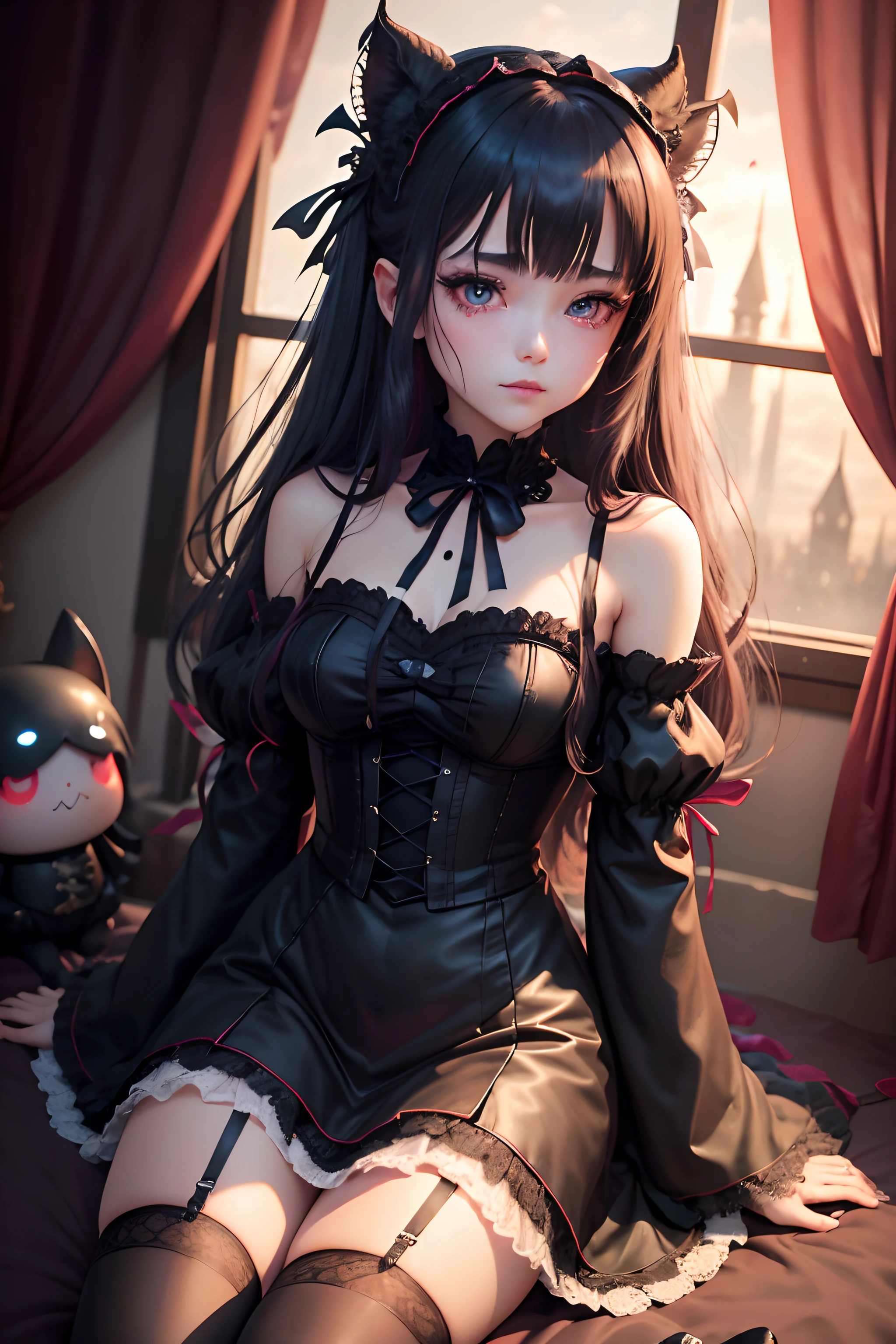  A gothic punk goth girl, perfect face, beautiful Asian woman with long White hair in White curls and coils, very cute and           beautiful girl, (highly detailed beautiful face), high detailed fingers, (wearing panties, topless), detailed face,
]cowboy shot, looking at viewer, Standing, white panties. intricate details, cinematic scene, detailed background, solo, dynamic angle,  ((beautiful big blue eyes looking down at the viewer, black shiny lipstick, perfect Asian goth cyber makeup)) double d breast, detailed cute face, white hair, gothic punk fashion, highly detailed gothic fashion, short skirt, heavy make up,),(dark black lipstick), size, Backlight effect, lens flare, depth of fields, blurry background, Detailedface,1 girl, Detailed eyes, ,(thigh up shot image :1.5), Black gloves. Walking in the rain. Moonlight shines on her face. Sombre setting 