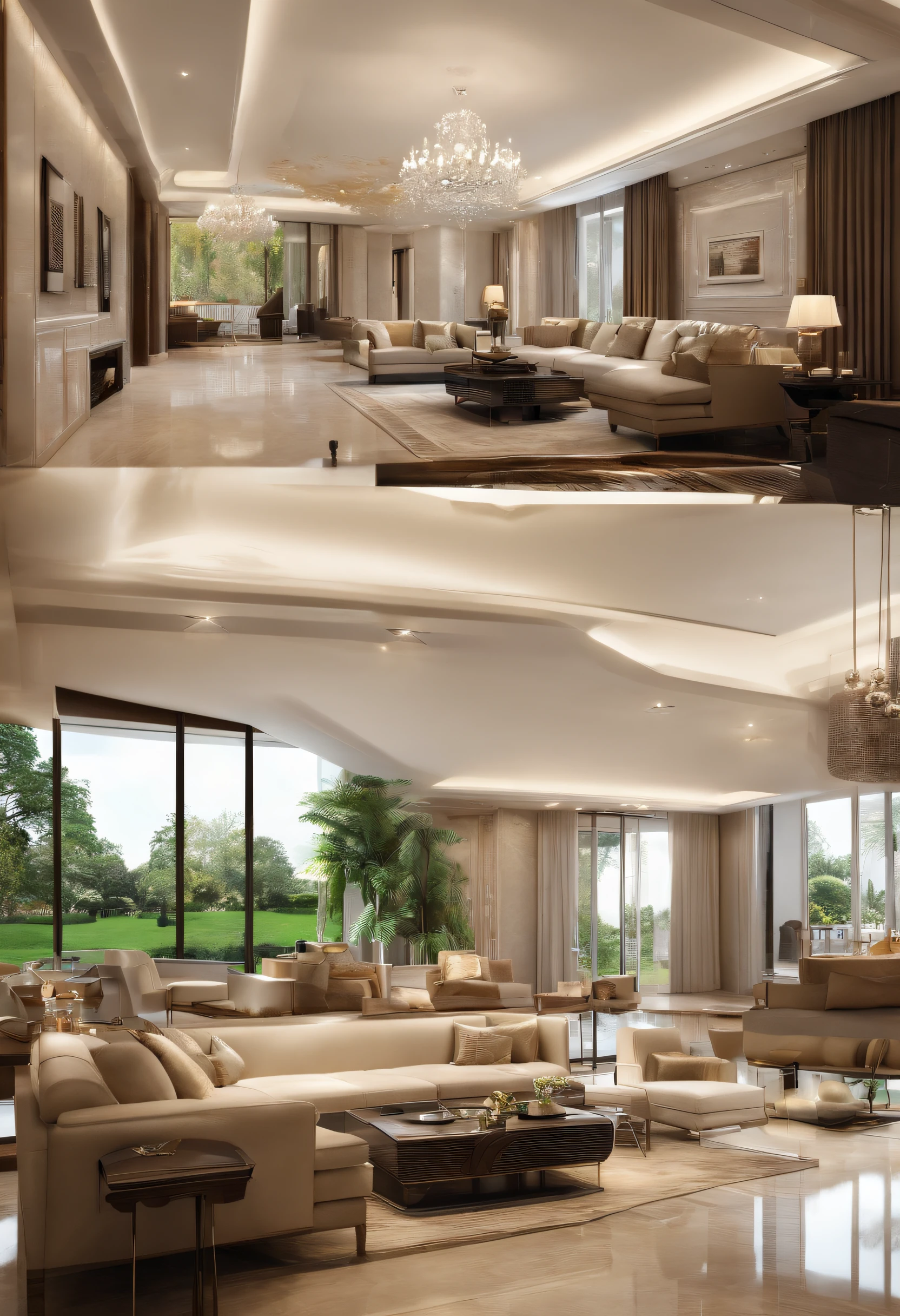 beautiful garden, luxurious interior, sunlight streaming through, modern design, spacious rooms, elegant furniture, vibrant colors, panoramic view, refreshing swimming pool, state-of-the-art gymnasium, serene atmosphere, meticulous attention to detail, professional landscaping, impeccable maintenance, peaceful park in front, perfect harmony of nature and architecture