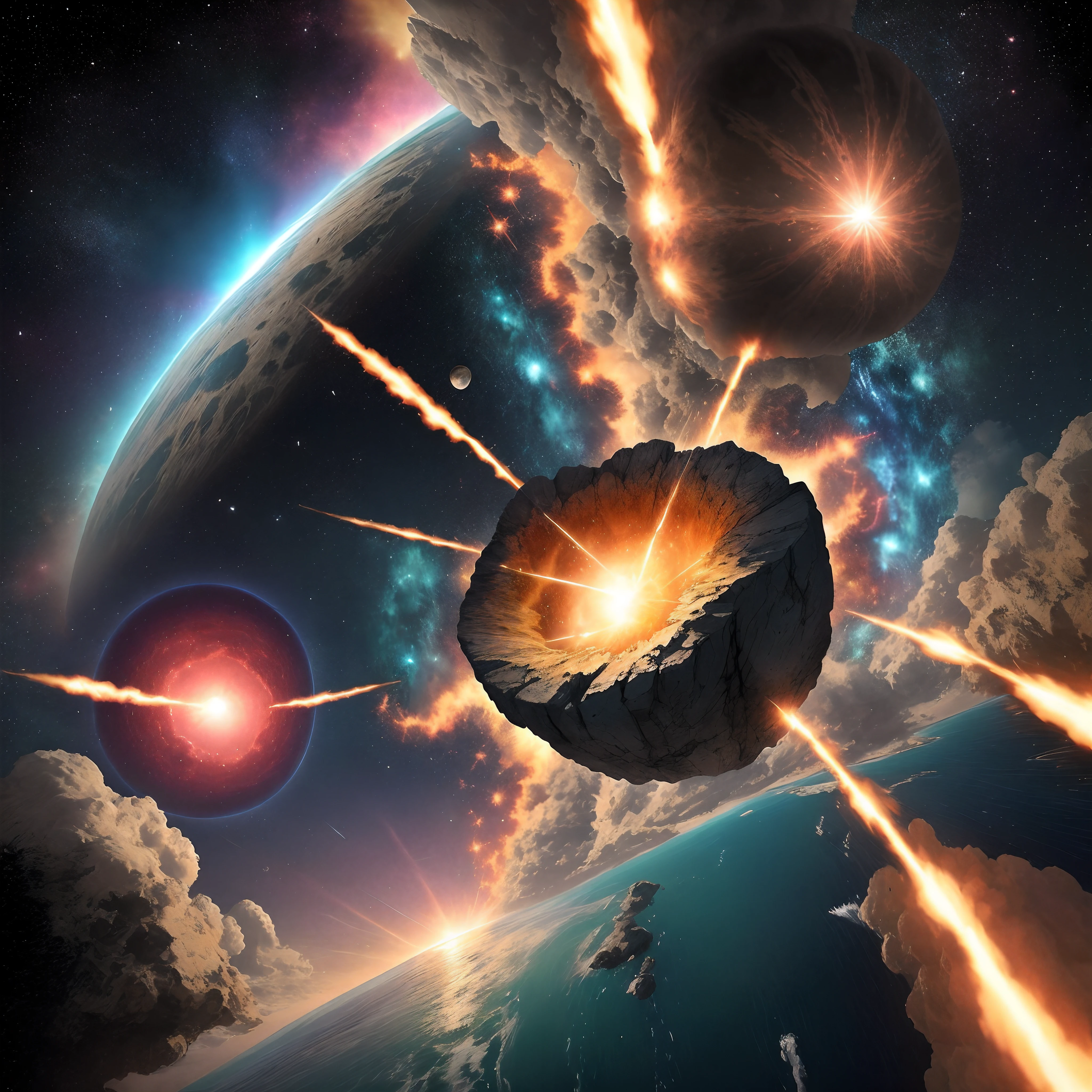 Asteroide destruindo a terra