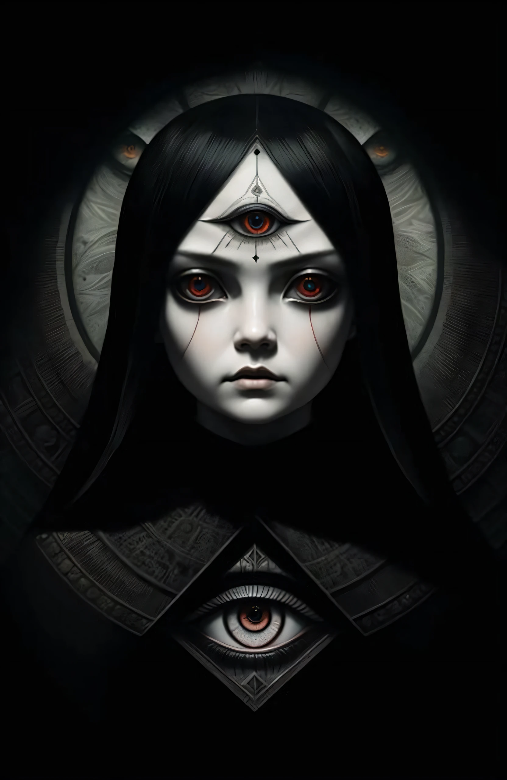 dreamlikeart the all seeing eye by H.R. Giger, Junji Ito, Greg Rutkowski, WLOP
detailed paint of wednesday addams, highly detailed paiting by Ray Donley, 8k, royal paiting, dynamic lighting, colorfull lighting,, 8k, 4k, (highres:1.1), best quality;