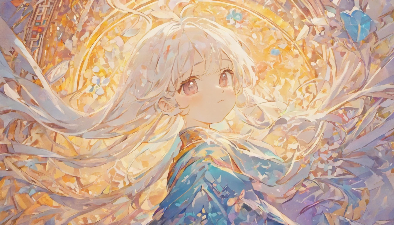 (White background:1.4),(Silhouette of a girl's head, Eyes closed, colorfull long hair, Oriental elements),(Chinese illustration:1.3,paper art:1.3, Quilted paper art:1.2),( reasonable design, Clear lines, High sharpness,Best quality, Very detailed, Masterpiece, movie light effect, 4K )