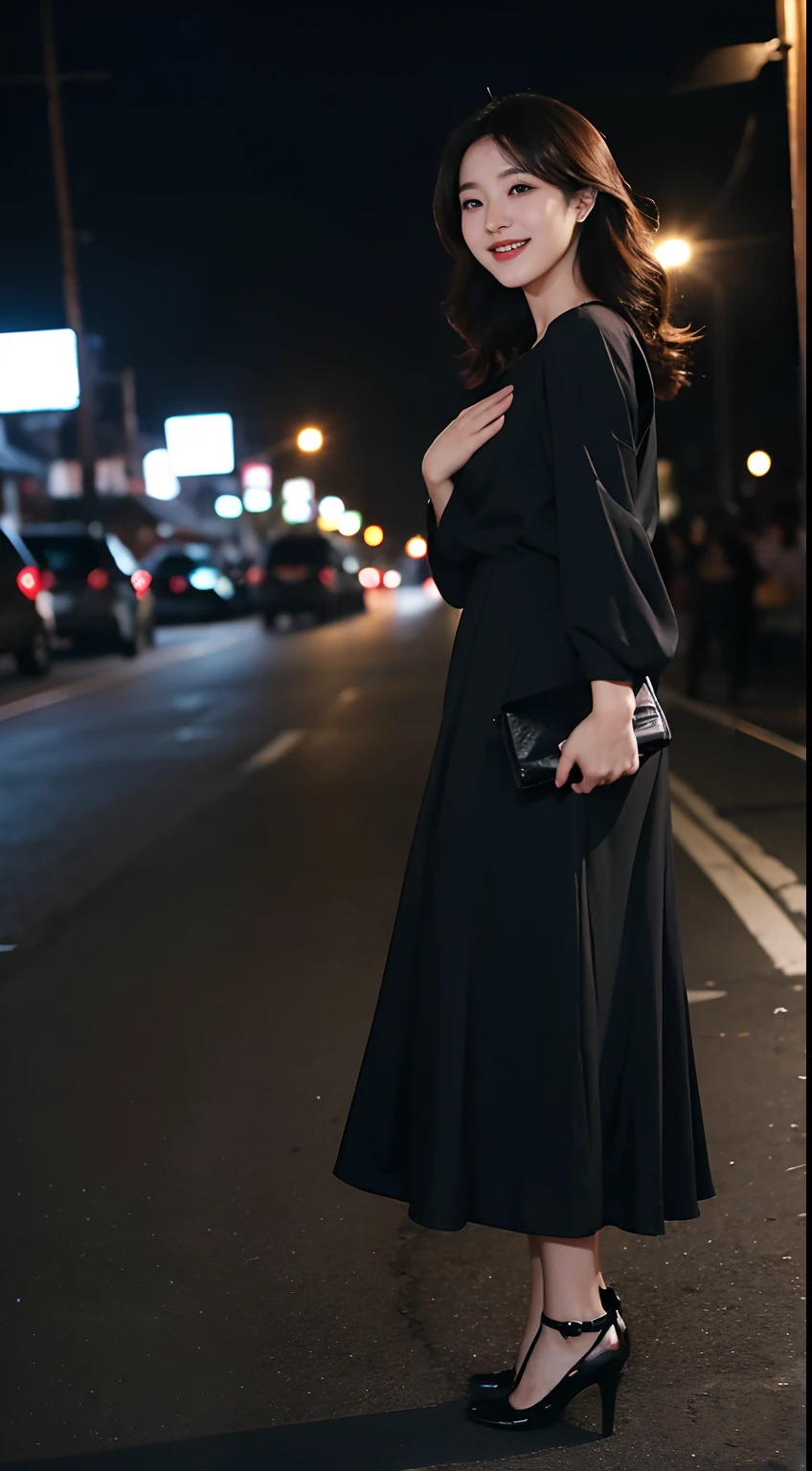 araffe woman in a black dress and black shoes posing for a picture, korean girl, lovely smile, beautiful and smiling, charming smile, profile pic, young asian girl, xintong chen, korean woman, jaeyeon nam, profile picture, she expressing joy, 8k 50mm iso 10, chiho, inspired by Kim Jeong-hui