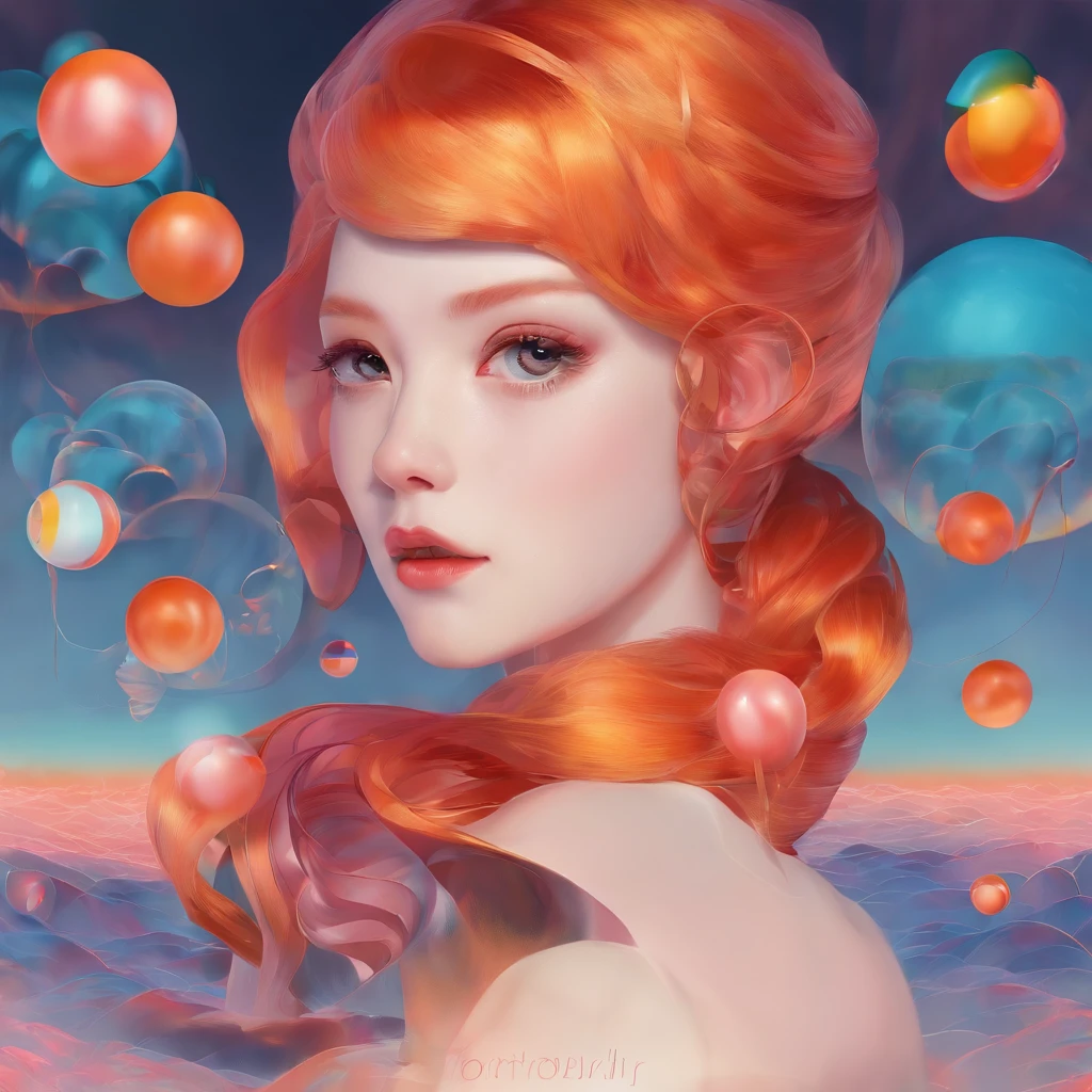 cyan colors,blue colors,enamel,agates,A flesh-colored world,Blood Girl 32K(tmasterpiece,k hd,Aoyama Pond,hyper HD,32K)Long flowing bright orange hair,blood pond,zydink, a color,Grumpy (Post-halo), (Linen scarf), Combat posture, looking at the ground, long whitr hair, Floating bright orange, Fire cloud pattern gold tiara, Chinese long-sleeved gold silk burgundy garment, (Abstract metaverse splash:1.2), white backgrounid,Lotus vitality protector(realisticlying:1.4),Bright purple hair,Smoke on the road,The background is pure, A high resolution, the detail, RAW photogr, Sharp Re, Nikon D850 Film Stock Photo by Jefferies Lee 4 Kodak Portra 400 Camera F1.6 shots, Rich colors, ultra-realistic vivid textures, Dramatic lighting, Unreal Engine Art Station Trend, cinestir 800,A girl with long flowing bright orange hair,Huge multicolored bubbles