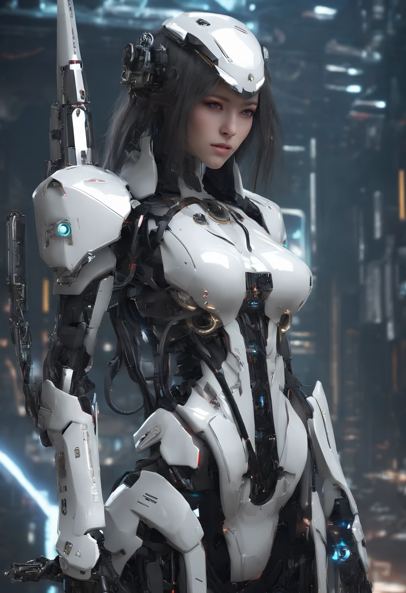 a close up of a woman in a white dress with a sword, a character portrait by Yang J, trending on CGSociety, Fantasy art, Beautiful character painting, Guviz-style artwork, Guviz, White Hanfu, Flowing white robe, full-body wuxia, epic exquisite character art, Stunning character art, beautiful female assassin