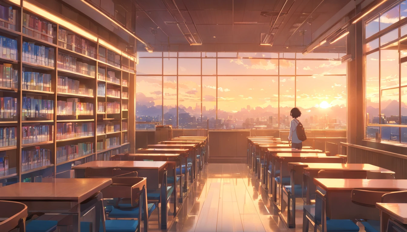 Hyper-detailing，comic strip，China-style，pupils，University Library，highly detailed surreal vfx，eventide，super-fine，dark hues，ultra - detailed，high qulity，8K ，oc rendered，dynamic viewing angle