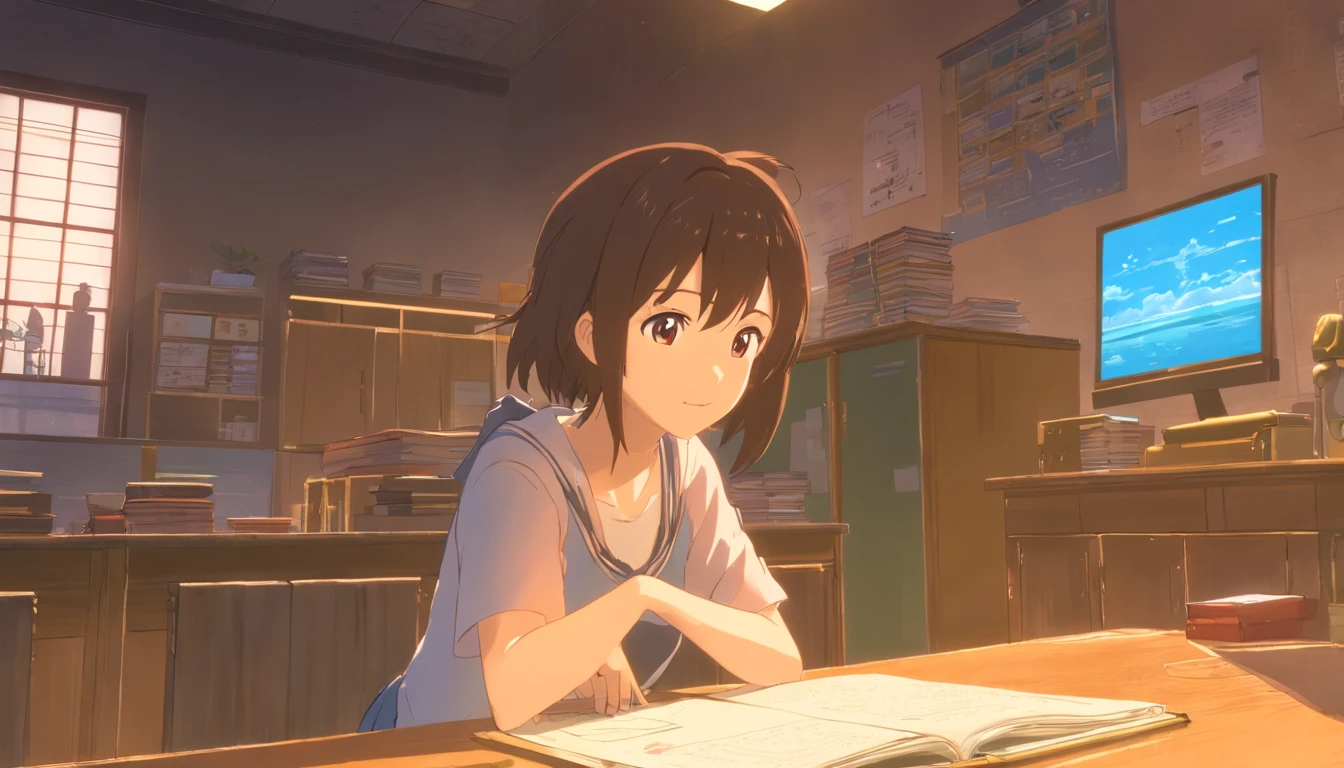Hyper-detailing，comic strip，China-style，pupils，University Library，highly detailed surreal vfx，eventide，super-fine，dark hues，ultra - detailed，high qulity，8K ，oc rendered，dynamic viewing angle