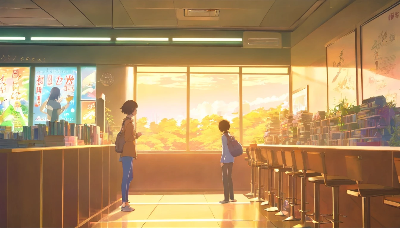 Hyper-detailing，comic strip，China-style，pupils，University Library，highly detailed surreal vfx，eventide，super-fine，dark hues，ultra - detailed，high qulity，8K ，oc rendered，dynamic viewing angle