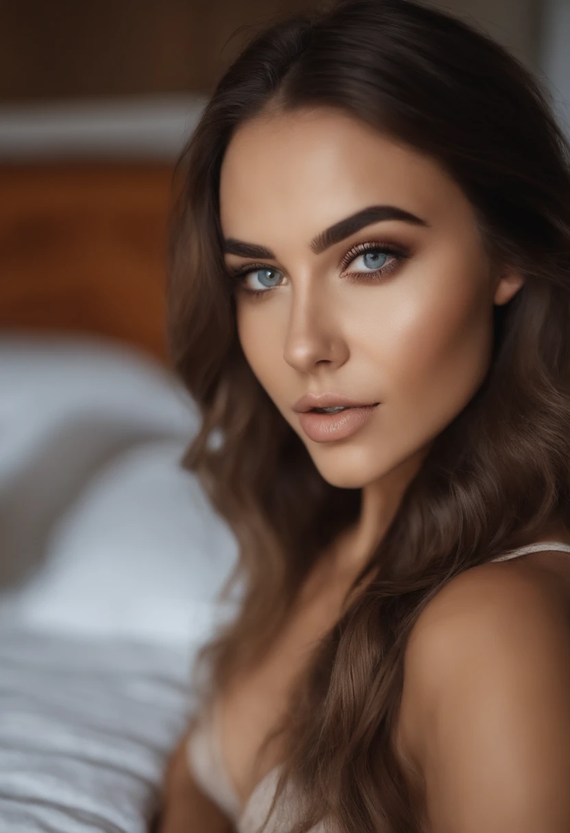 Arafed Mujer con camiseta sin mangas y bragas a juego, Chica sexy con ojos marrones, Retrato Sophie Mudd, cabello rubio y ojos grandes, Selfie de una mujer joven, Ojos en el dormitorio, Violeta Myers, ohne Maquillaje, Maquillaje natural, staring directly into camera, Cara con Artgram, dezentes Maquillaje, Impresionante foto de cuerpo completo, en el dormitorio, Fission