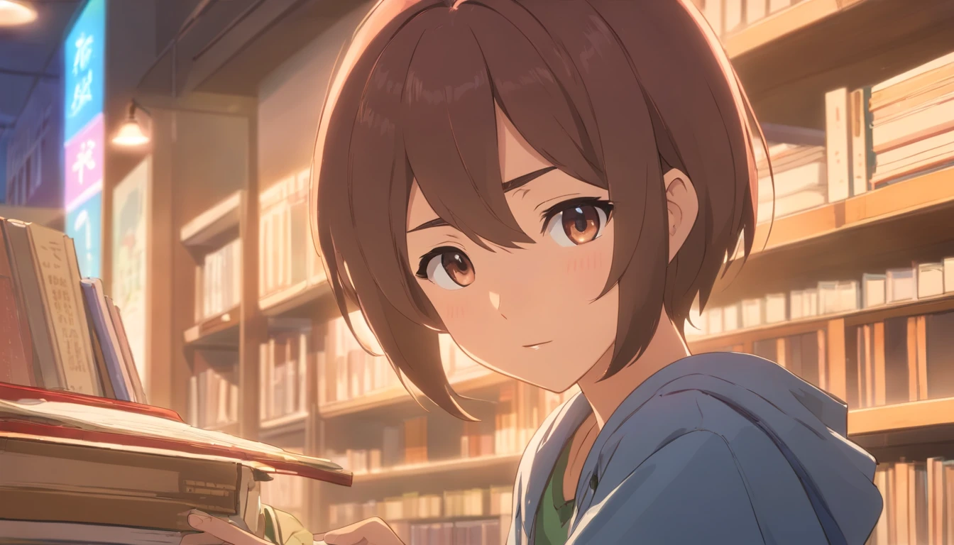 Hyper-detailing，comic strip，China-style，pupils，University Library，highly detailed surreal vfx，eventide，super-fine，dark hues，ultra - detailed，high qulity，8K ，oc rendered，dynamic viewing angle