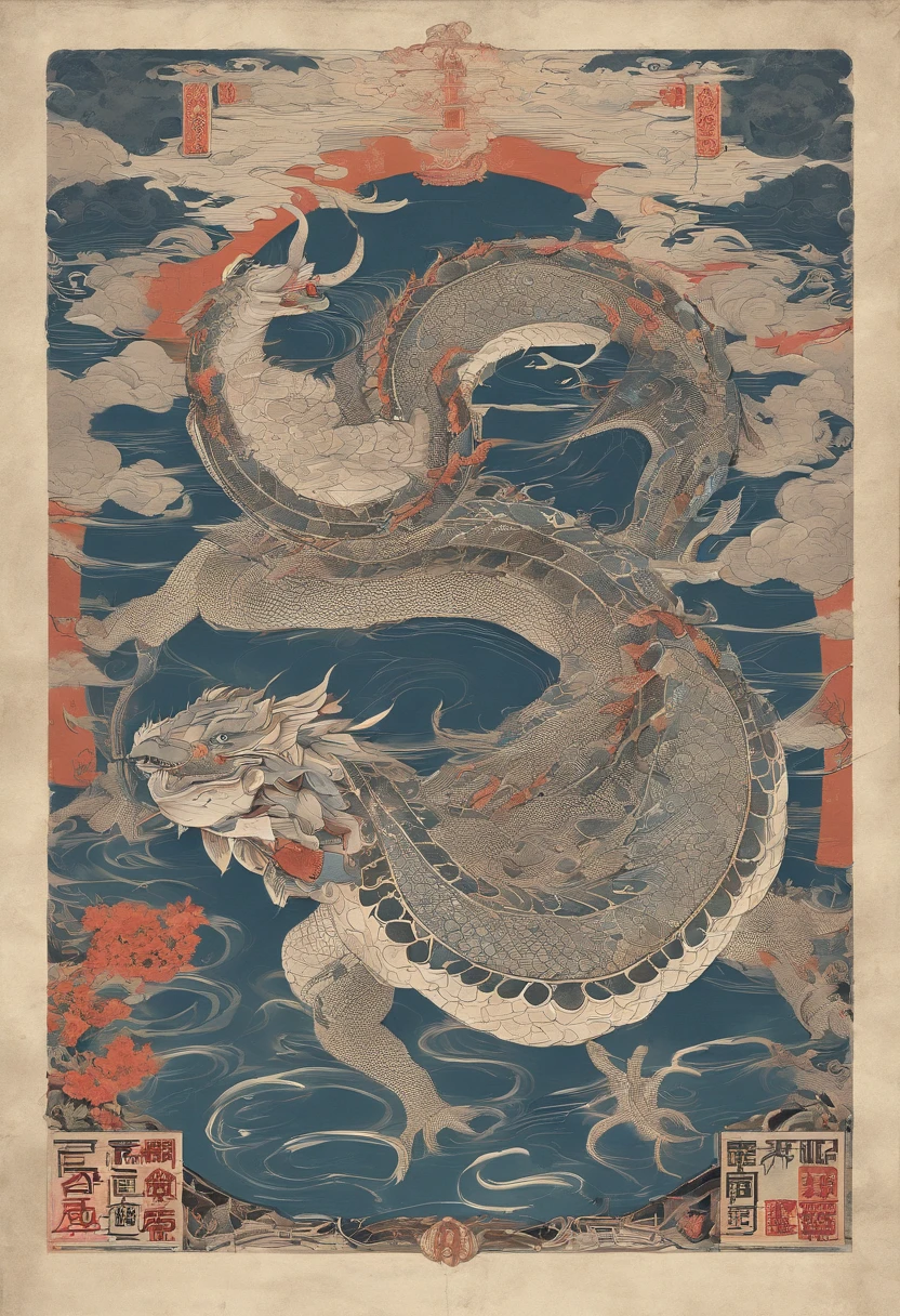 China-style,Chinese mythology,Dragon turtle,faucet,Angular,((Turtle body)),Giant tortoiseshell shell,(Heavy tortoiseshell shell:1.4),The tail of the snake grows out,has horns on its head,tosen,Ferocious,gargantuan,The eyes glow blue light,the sea,Huge waves,surrounded by cloud,中景 the scene is,Full body like, highly detailed surreal vfx,oc rendered,super-fine,Hyper-realistic,Ultra photo realsisim