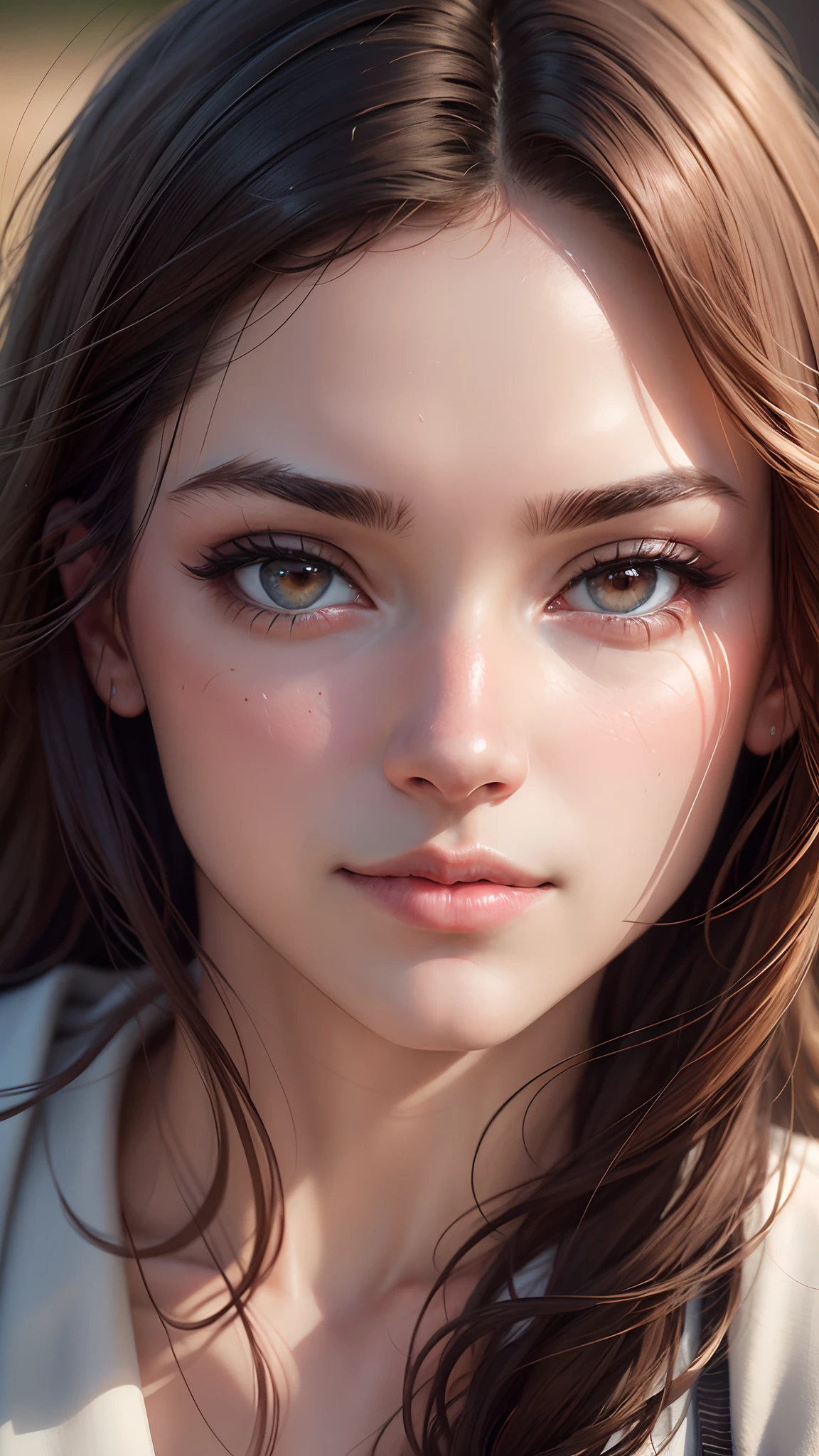 Looking at the audience, close-up, light makeup, realism, realistic photos, professional color correction, 8K, F2.4 aperture, 35mm lens, realistic real face, only the face area is included.