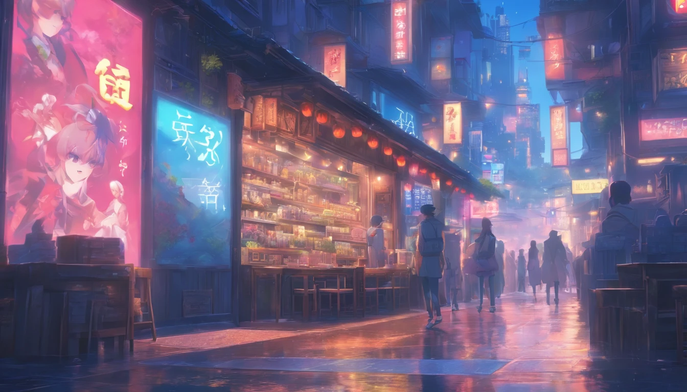 Hyper-detailing,comic ?????,China-style,pupils,Street coffee shop,highly detailed surreal vfx,eventide,super-fine,dark hues,ultra - detailed,high qulity,8K ,oc rendered,dynamic viewing angle