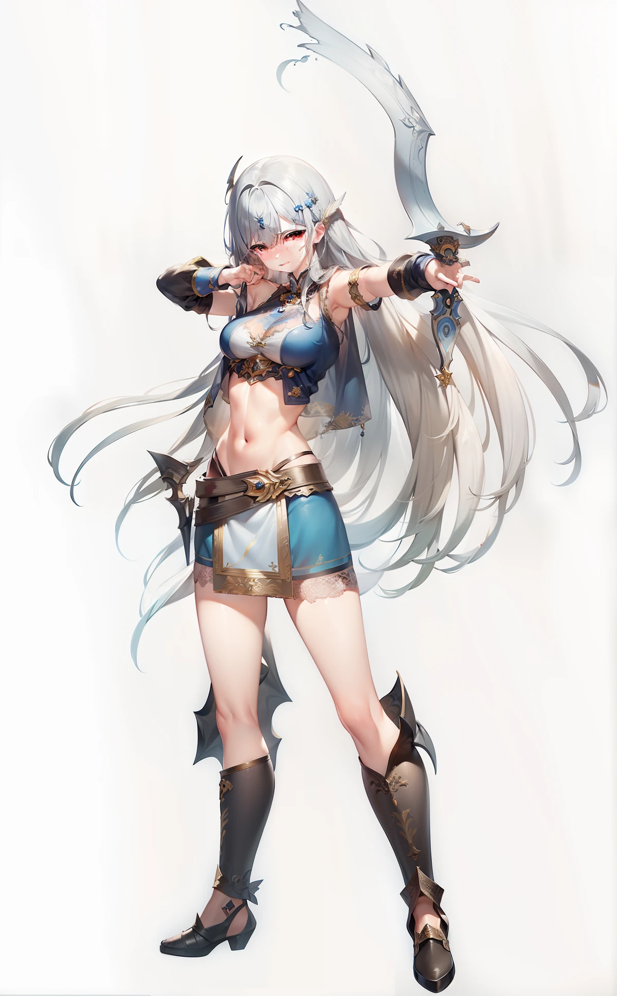 Masterpiece, Highest quality, Detailed face, CharacterDesignSheet,perfectly proportions,full bodyesbian,Full of details, Multiple poses and expressions, Highly detailed, Beautiful paladin girl,Valkyrie,Valkyrie,blue hairs,Dragon's horn,ablaze with intensity,Carry a two-handed sword,Pure white armor,Bride,Star decoration,Lace,lacepantyhose, High Balance,Natural light