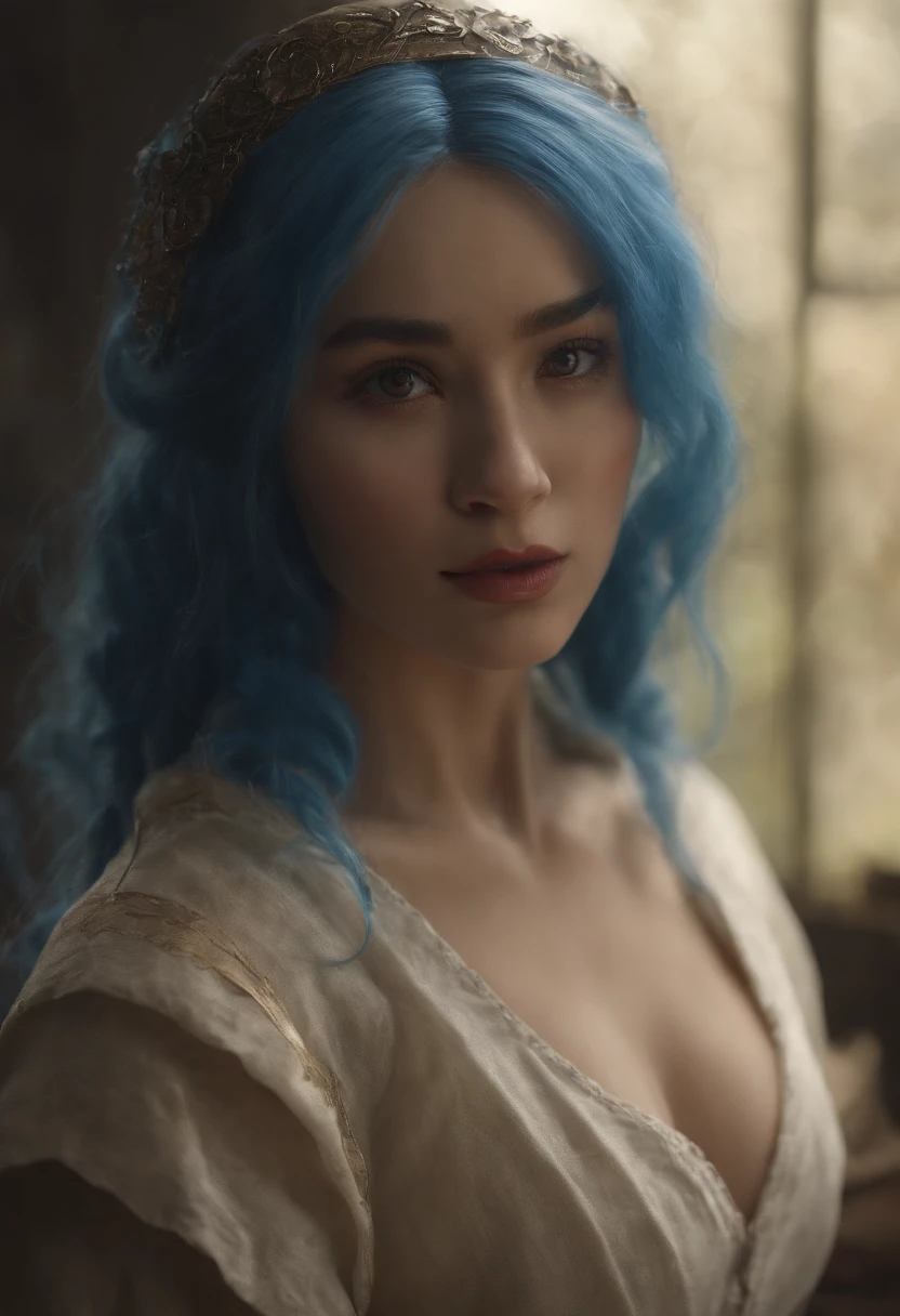 blue  hair,hentail realism, shadowing,character sheets, reference sheet, Standing painting, 8K, Super detail, 1080p, Women's HD，Slim，femele, 16k, A high resolution, Best quality, High quality, Anatomically correct, Masterpiece, ccurate, hyper HD，As graceful as a swan，unreal-engine， Ghibli-like colors,   anime big breast,  Standing painting, angle of view,Yarn skirt，ssee-through