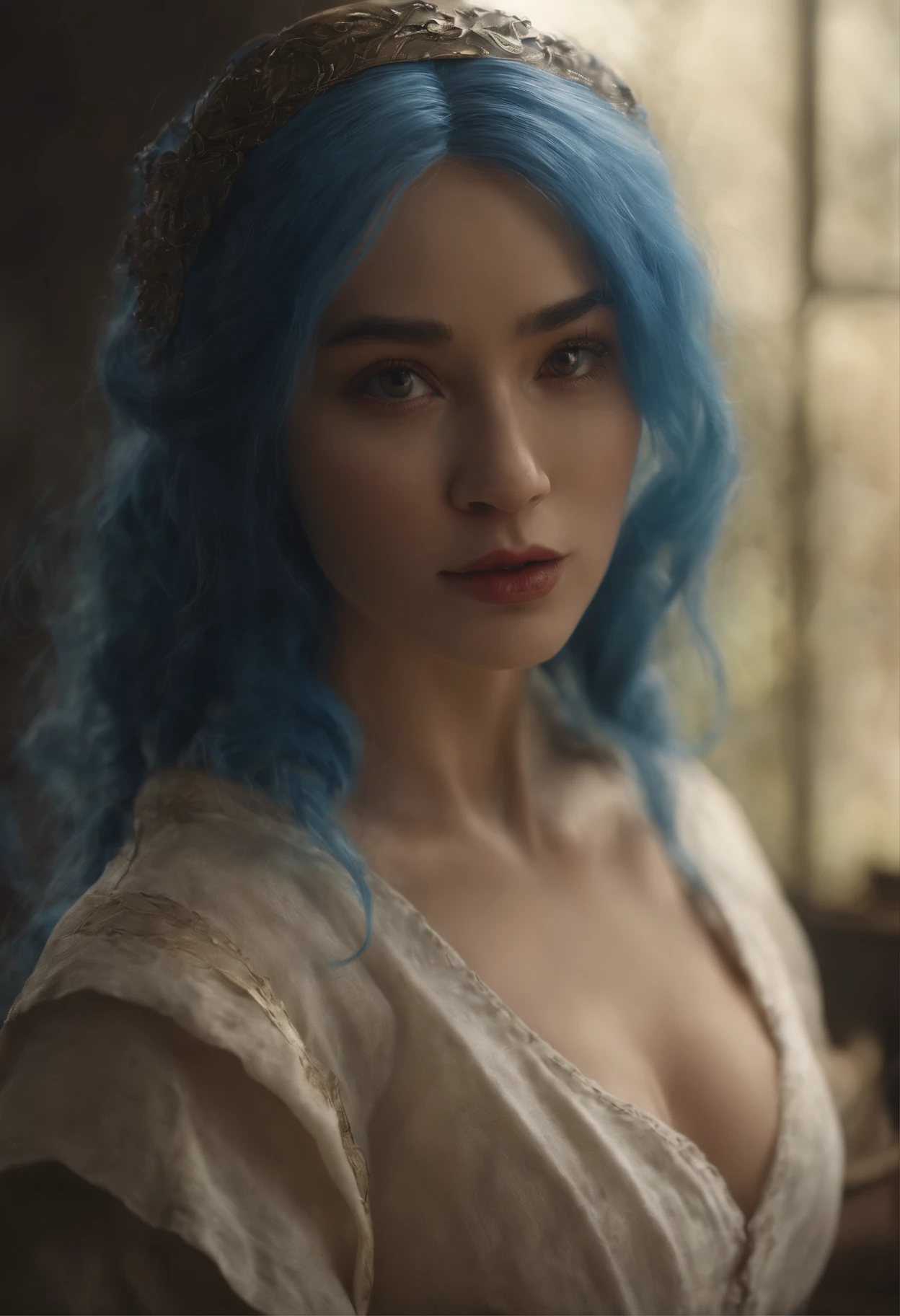 blue  hair,hentail realism, shadowing,character sheets, reference sheet, Standing painting, 8K, Super detail, 1080p, Women's HD，Slim，femele, 16k, A high resolution, Best quality, High quality, Anatomically correct, Masterpiece, ccurate, hyper HD，As graceful as a swan，unreal-engine， Ghibli-like colors,   anime big breast,  Standing painting, angle of view,Yarn skirt，ssee-through