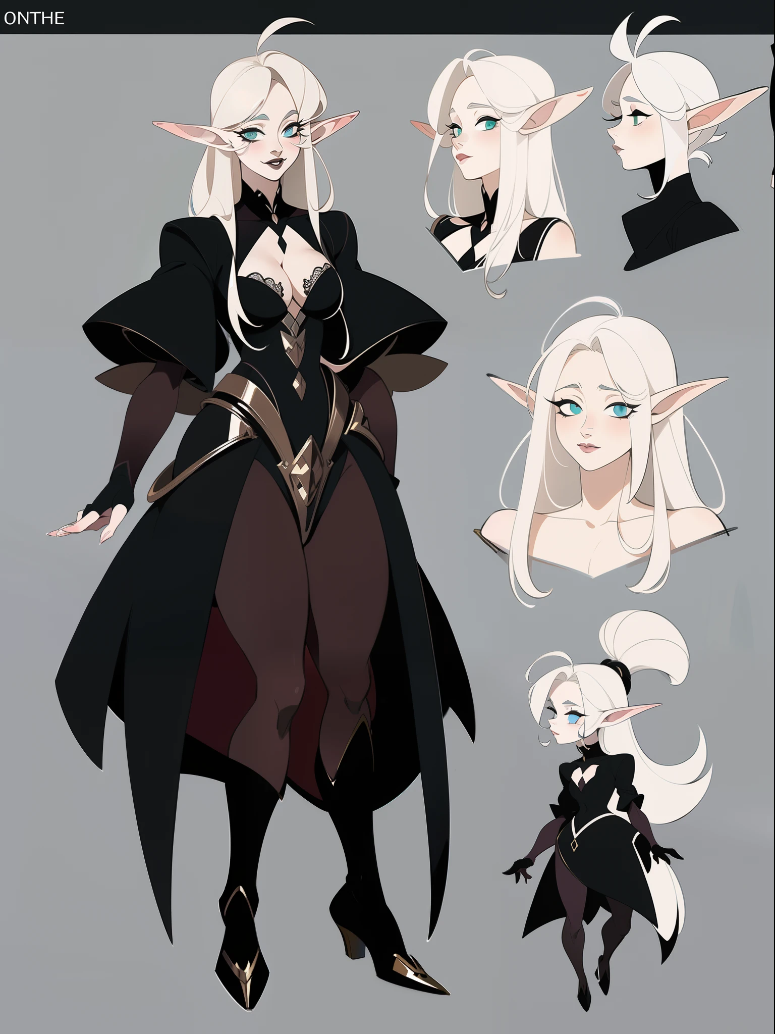 character concept adopt, female elf, (albinism),  (((gothic))), fullbody