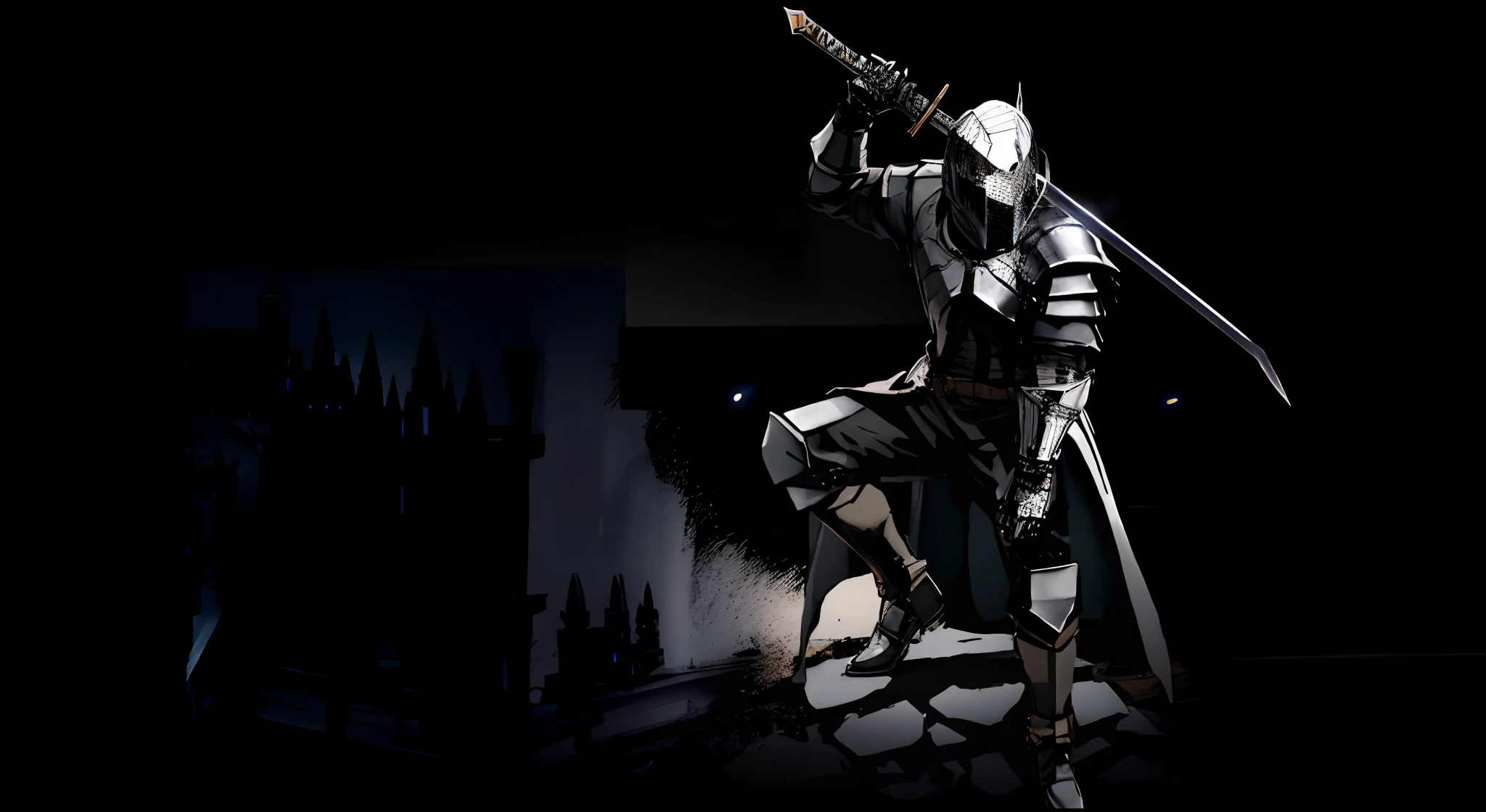 Image of a dark knight with a sword in his hand, conceito de alma escura, cavaleiro das almas das trevas, O Cavaleiro das Almas Negras, arte conceitual alma escura, ARTORIAS, Arte de Dark Souls, Estilo Dark Souls, Almas Escuras, alma escura, Almas Sombrias, Personagem de Dark Souls, Chefe de Dark Souls, Estilo de Arte Dark Souls, em alma escura, vibe Almas Sombrias