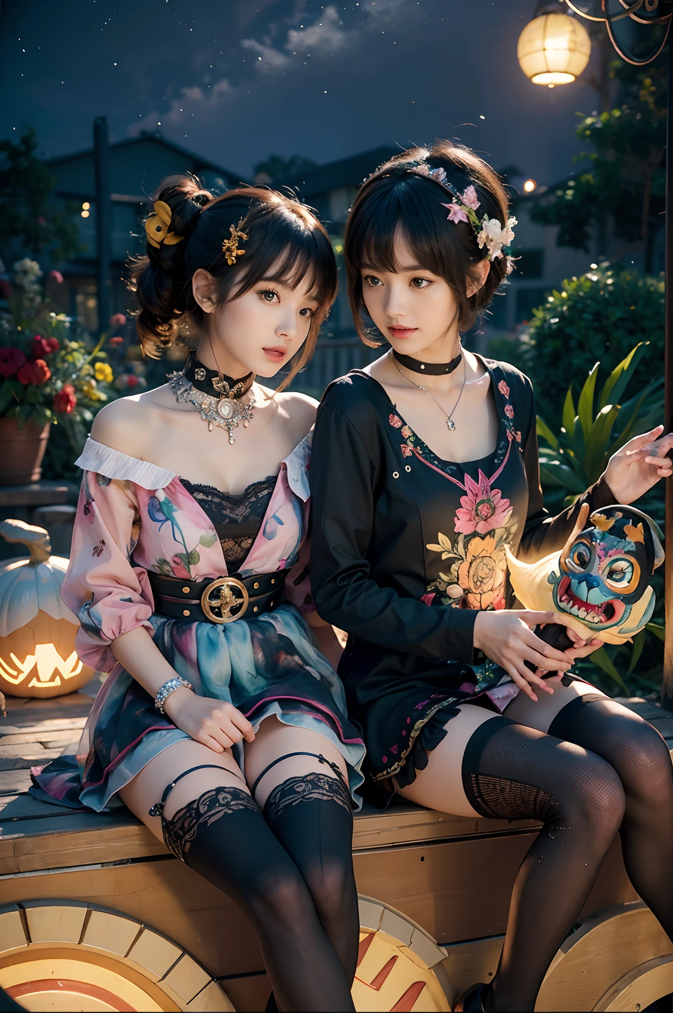 (Best quality,masterpiece:1.2),(alebrijes art style),
BREAK,
a couple of lesbians sitting together upon on a (giant pumpink:1.2),tutu dress,vivid color,
BREAK,
fantastical world,fantasy,((watercolor painting)),(ulzzang-6500-v1.3,pureeroface_v1,octane render),elegant pose,xxmix girl woman,