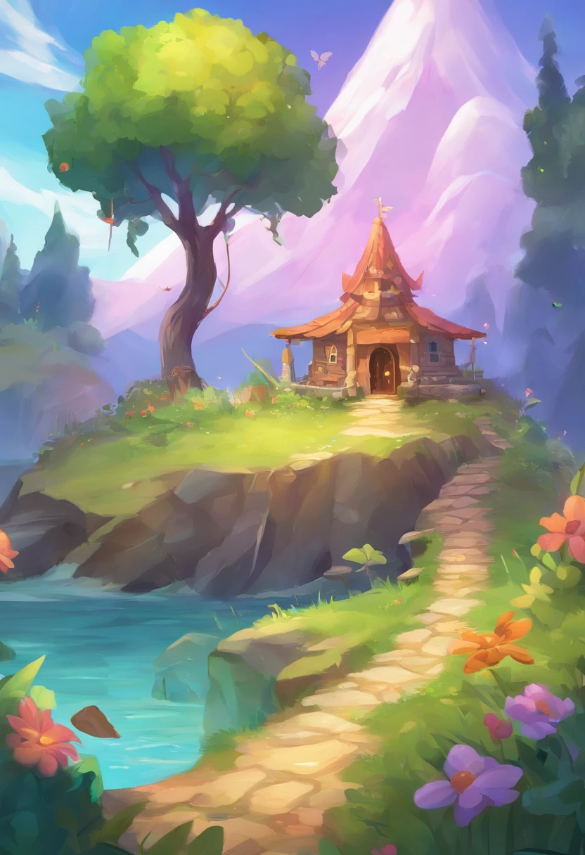 Um sereno, dia ensolarado em Animal Crossing, Apresentando personagens animais fofos em sua charmosa vila, Engage in various activities, como a pesca, Insect hunting, or relax under the trees.