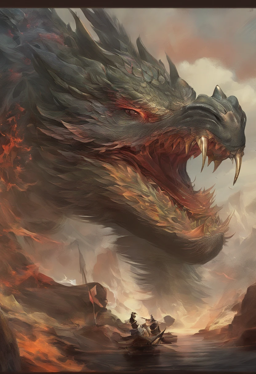 Dragon turtle,Huge, Heavy tortoiseshell shell,Chinese leader,The long tail of the snake,swell sea,China-style,oc rendered,super-fine,high qulity,A high resolution
