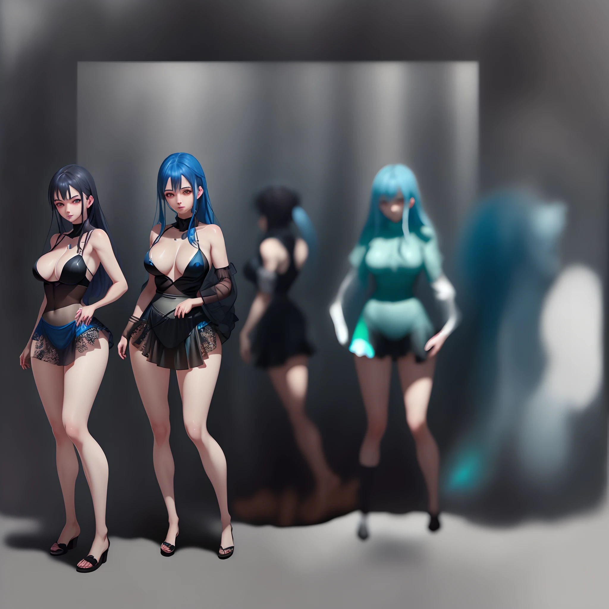 blue hair,hentail realism, shadowing,character sheets, reference sheet, Standing painting, 8K, Super detail, 1080p, Women's HD,Slim,femele, 16k, A high resolution, Best quality, High quality, Anatomically correct, Masterpiece, ccurate, hyper HD,As graceful as a swan,unreal-engine, Ghibli-like colors, anime big breast, Standing painting, angle of view,Yarn skirt,ssee-through