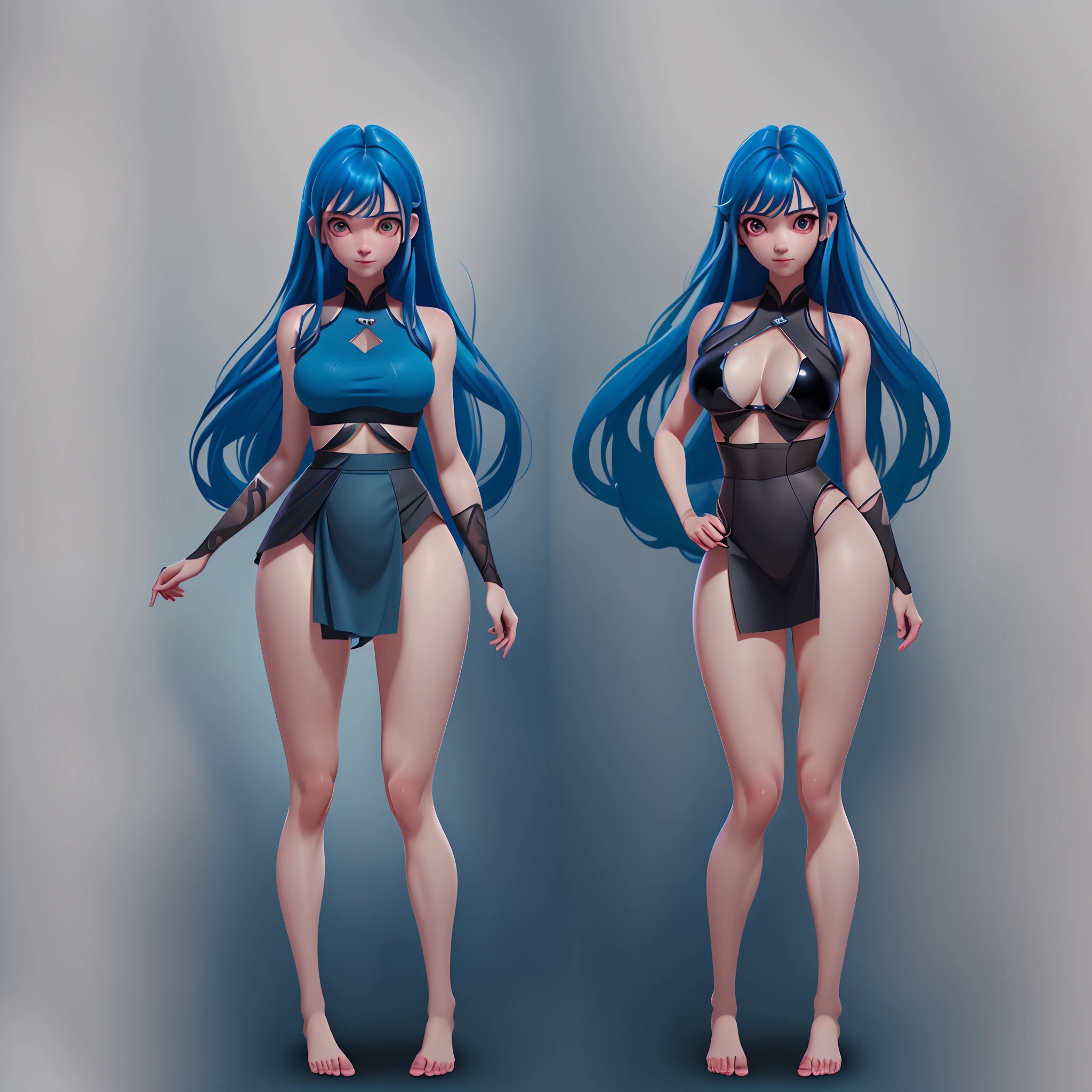 blue hair,hentail realism, shadowing,character sheets, reference sheet, Standing painting, 8K, Super detail, 1080p, Women's HD,Slim,femele, 16k, A high resolution, Best quality, High quality, Anatomically correct, Masterpiece, ccurate, hyper HD,As graceful as a swan,unreal-engine, Ghibli-like colors, anime big breast, Standing painting, angle of view,Yarn skirt,ssee-through