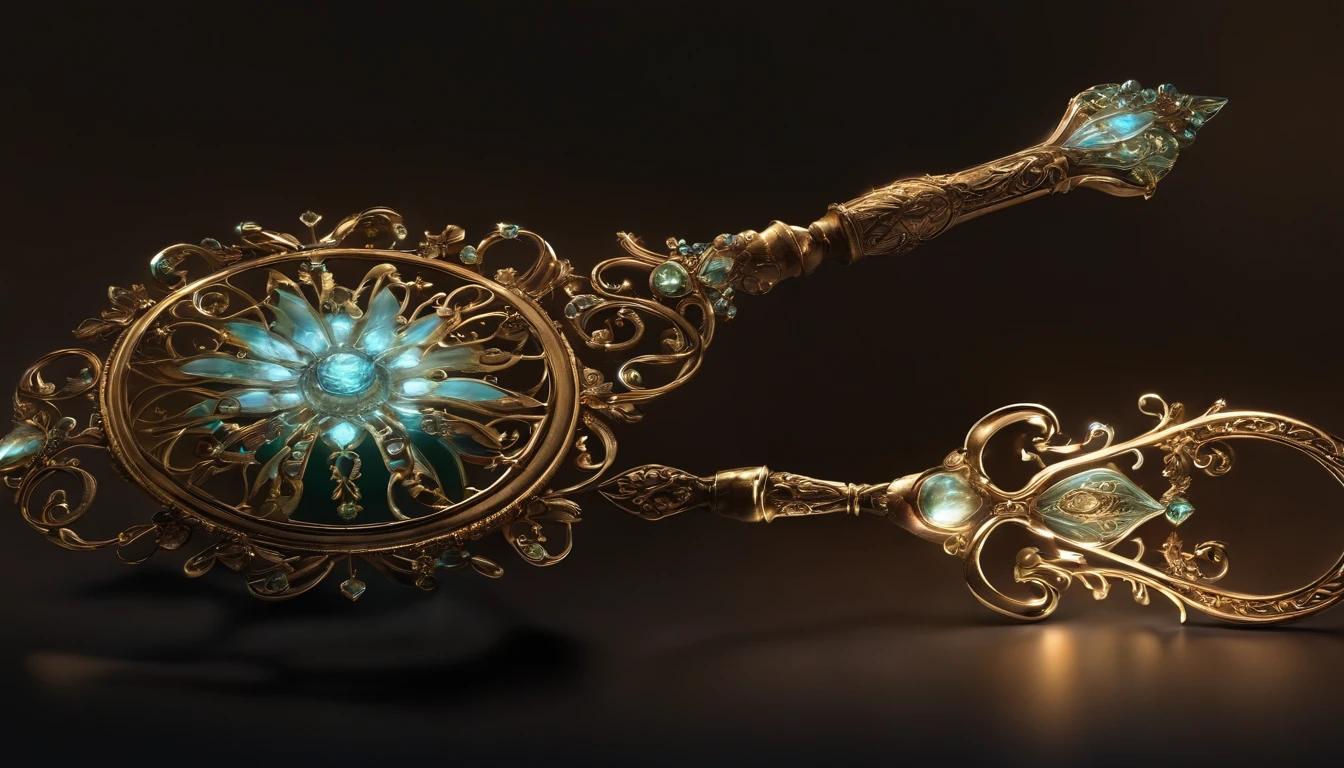 A light scepter with a magic light element, Beautifully designed,Decorated with ethereal motifs,It seems to emit a soft glow. emitting a soft, Steady light that illuminates the surrounding area. ultra - detailed, Detailed, Realistic
