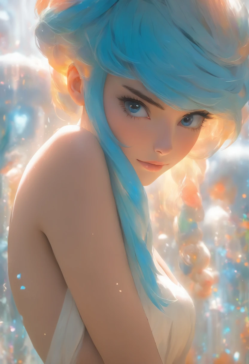 blue hair,hentail realism, shadowing,character sheets, reference sheet, Standing painting, 8K, Super detail, 1080p, Women's HD,Slim,femele, 16k, A high resolution, Best quality, High quality, Anatomically correct, Masterpiece, ccurate, hyper HD,As graceful as a swan,unreal-engine, Ghibli-like colors, anime big breast, Standing painting, angle of view,Yarn skirt,ssee-through