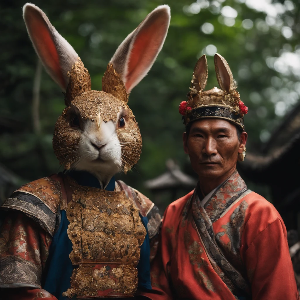 A fierce rabbit man with human characteristics. Japan Rabbit Man