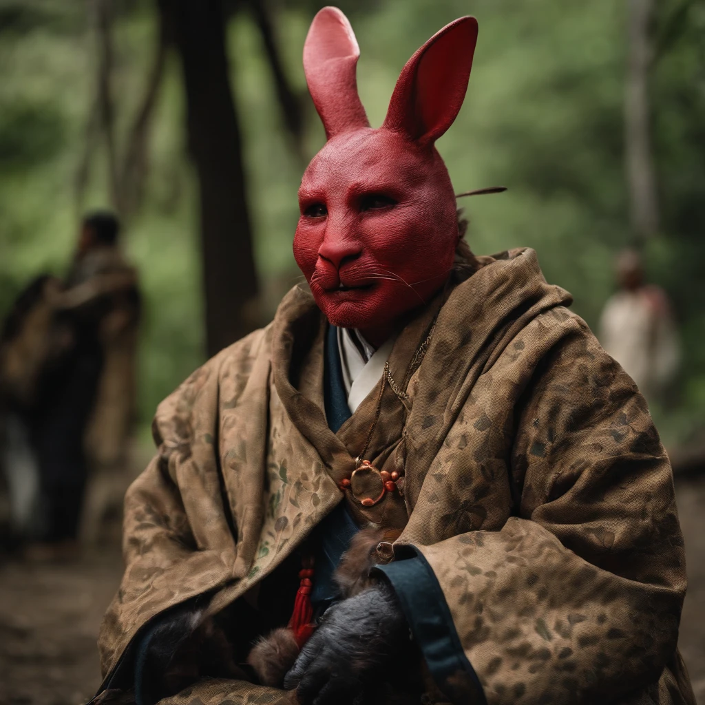 A fierce rabbit man with human characteristics. Japan Rabbit Man