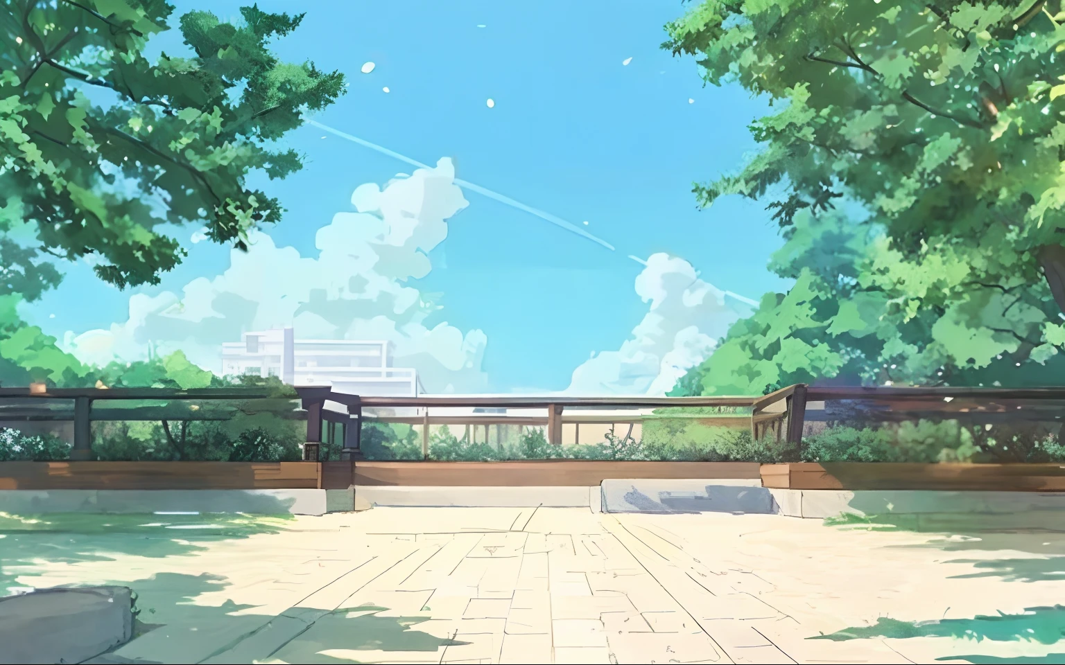 anime scene of a park with a bench and trees, anime scenery, arte de fundo do anime, Estilo Makoto Shinkai, beautiful anime scenery, bela cena de anime, Fundo do anime, Makoto Shinkai. —h 2160, fundo colorido do filme anime, fundo do filme anime, anime bela cena de paz, anime. Por Makoto Shinkai, Makoto Shinkai!!