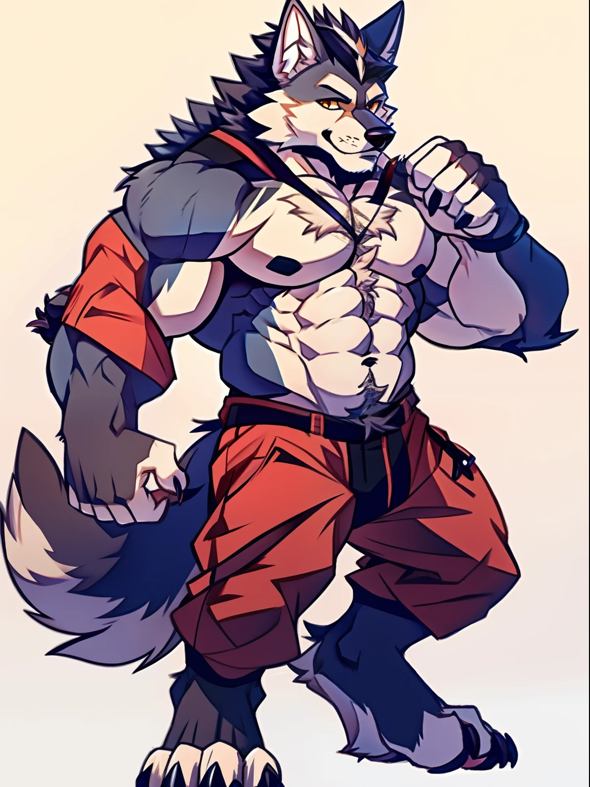 ((solo)), (anthro) wolf, shirou_ogami:1.8 (bna), adult, mature, masculine, slim:1.2, skinny:1.2, tall:1, (correct anatomy:1.2), vascular veins, (cartoon fur, detailed fur texture:1.3), topless, wearing big black collar (shirtless, boxing gloves, compression shorts), ultradetailed, (by wfa:1.2), (by takemoto_arashi, by vorusuarts, by Traver009:1, by grimfaust:1), natural lighting (boxing_ring:1.4 background), (sweat:1.4, wet:1.6), (lots of sweat flowing down) exhausted, wolf head ((open eyes, detailed):1.2), open mouth (steaming breath:1.2, drooling, dripping saliva, thick drool) tongue sticking out, (serious:1.4) expression), grumpy, sad, lying down, collapsed, defeat,macro growth size reaching the ceiling red blush on the cheek 