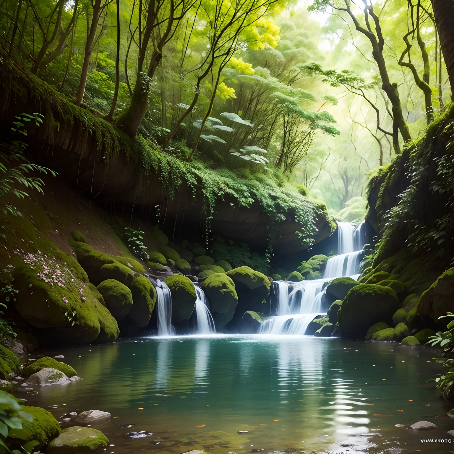 Ninfa da floresta perto do jardim, com calopsita