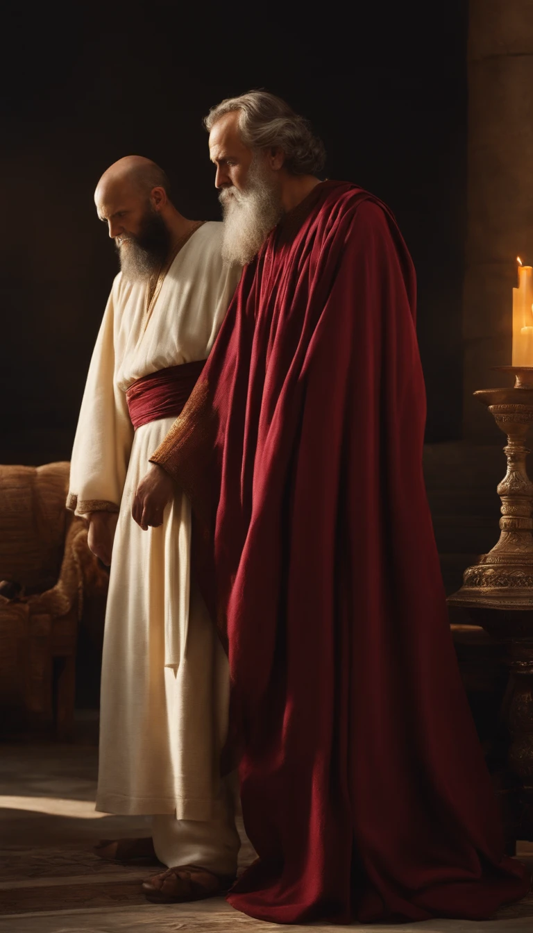 The apostle Paul looked at the screen, Long clothes, religion, Ultra photo realsisim