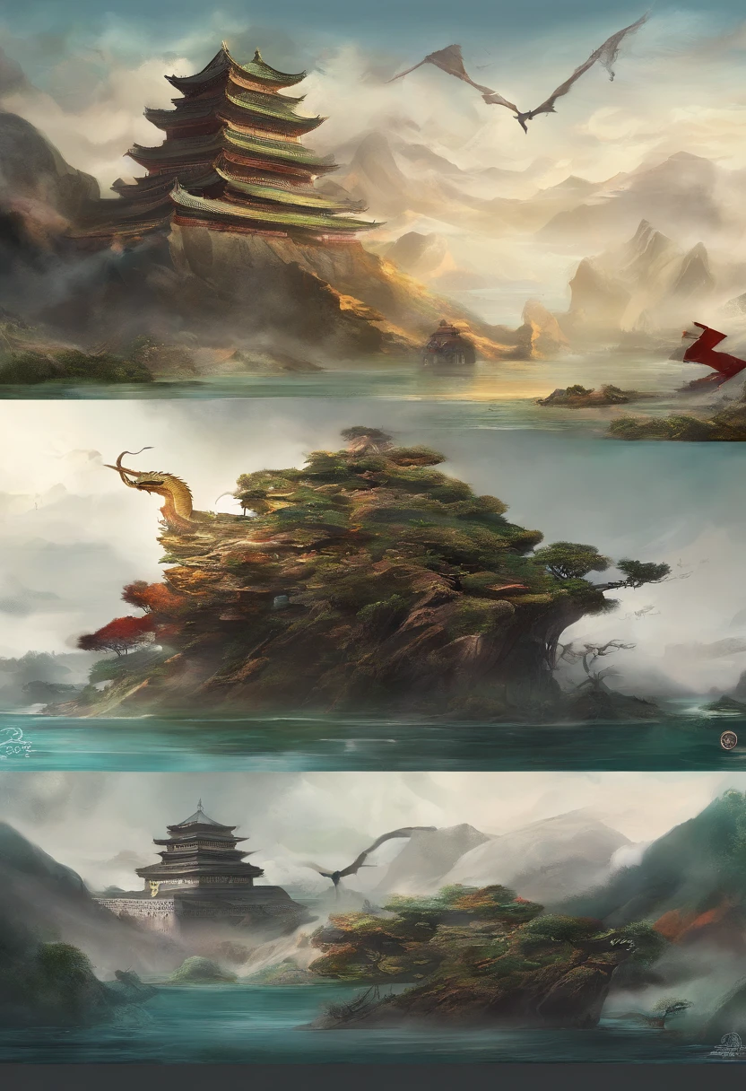 Dragon turtle,Huge, Heavy tortoiseshell shell,Chinese leader,The long tail of the snake,swell sea,China-style,oc rendered,super-fine,high qulity,A high resolution