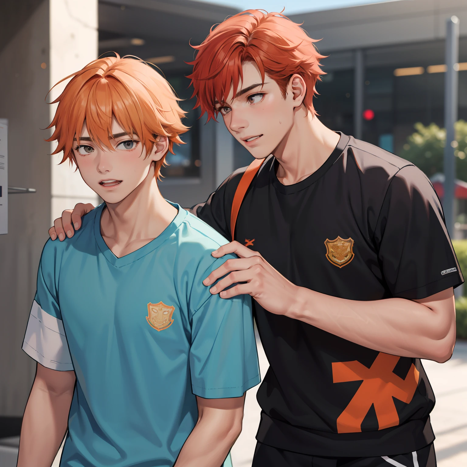 Two -yeld ore-haired teenage friends chatting at school share a secret that they're almost friends with siblings... (usar los mismo personajes)