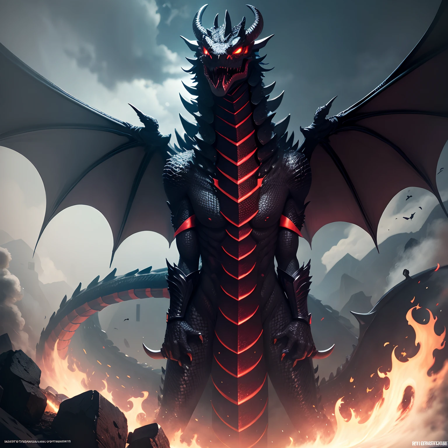 Jet black hell dragon