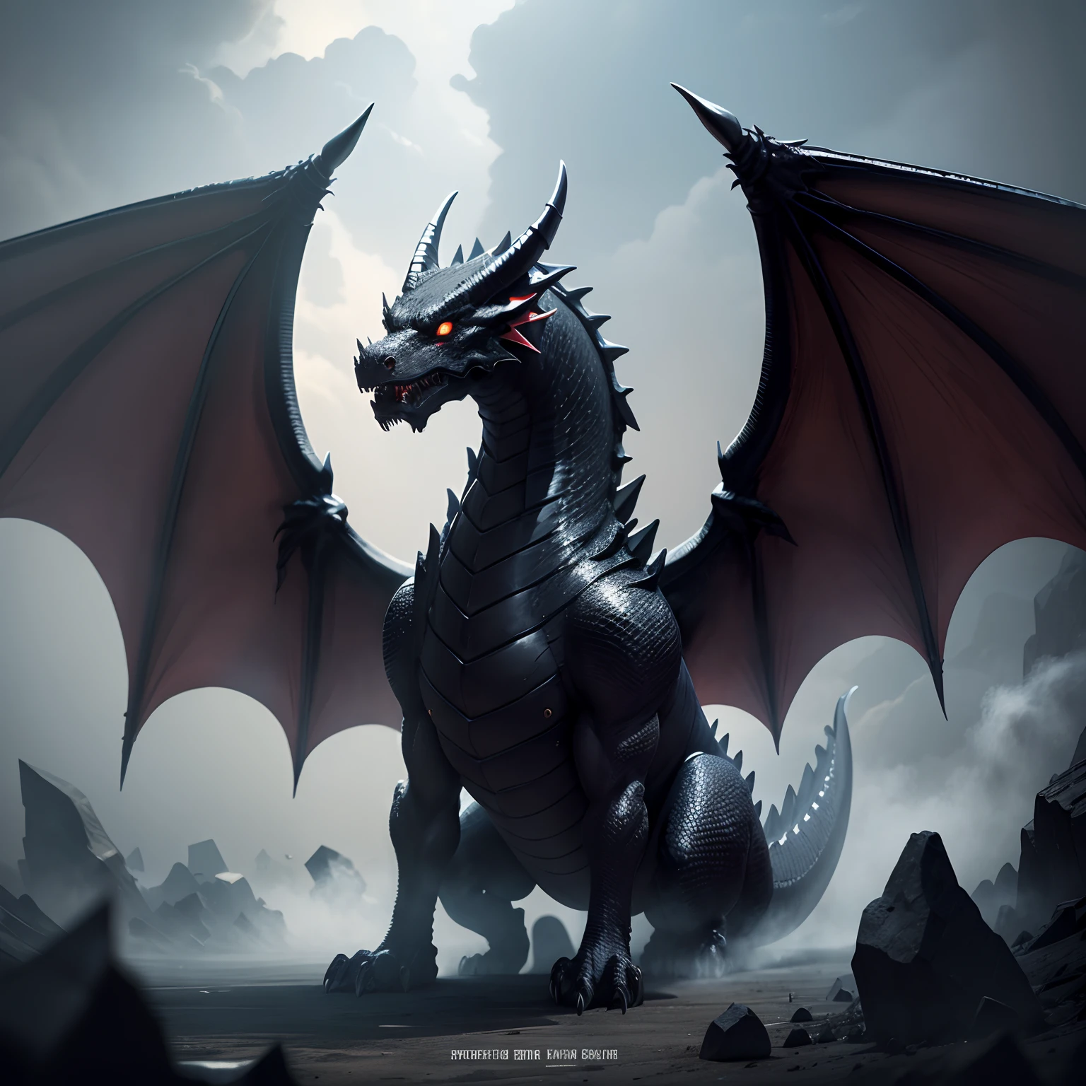 Jet black hell dragon
