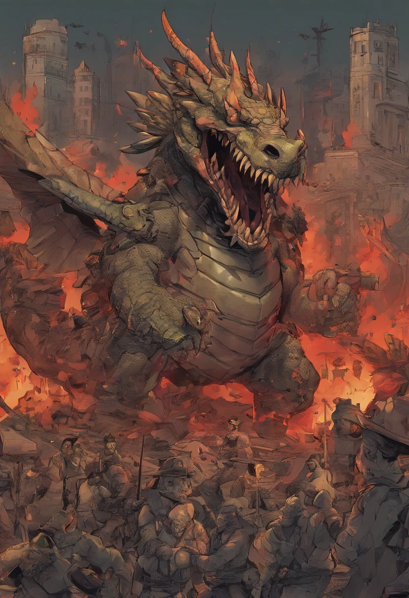 Huge human dragon turtle human head, hibrido zombie, muertos vivientes, con armamento pesado, Concha de carey pesado,Chinese leader,mar hinchado,Estilo chino,OC renderizado,Superfina,alta calidad,A high resolution,Type of DC comic, tira fuego por la boca