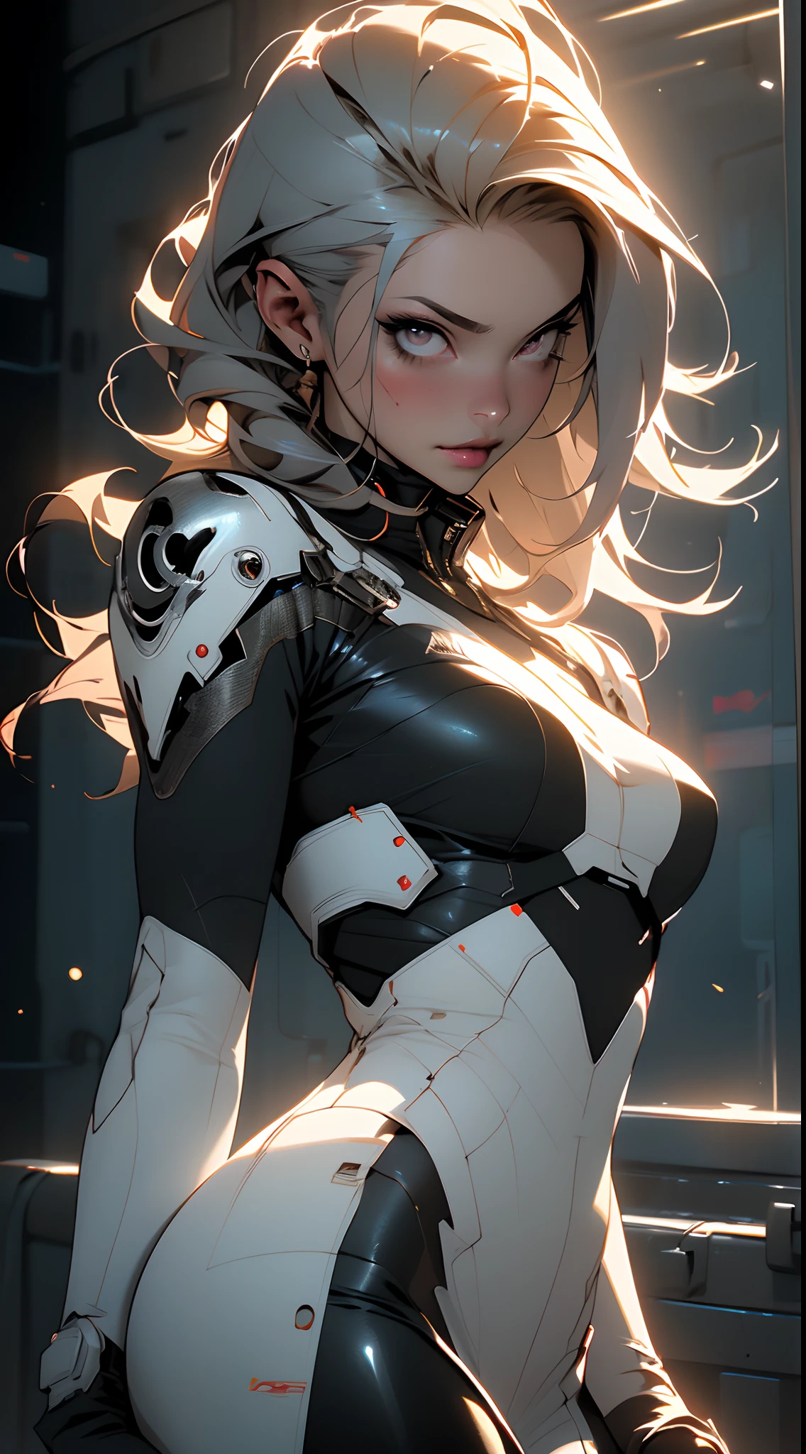 (Best Quality), ((Masterpiece), (Detail: 1.4), 3D, A Beautiful Cyberpunk Woman, HDR (High Dynamic Range), Yong White Woman, Clean Face, Sensual Pose, Shiny Skin, High Contrast, Short Colored Mohawk Hair, Ray Graphics by Clothing, On A Lunar Station, Ships Can Be Seen Through The Large Window, Satin Apparel, Ray Tracing, NVIDIA RTX, Super-Resolution, Unreal 5, Subsurface Scattering, PBR Textures, Post-Processing, Anisotropic Filtering, Depth of Field, Maximum Sharpness and Sharpening, Multilayer Textures, Albedo and Enhancement Maps, Surface Shading, Accurate simulation of light-material interactions, perfect proportions, Octane Render, Two-color light, large aperture, low ISO, white balance, rule of thirds, 8K RAW,